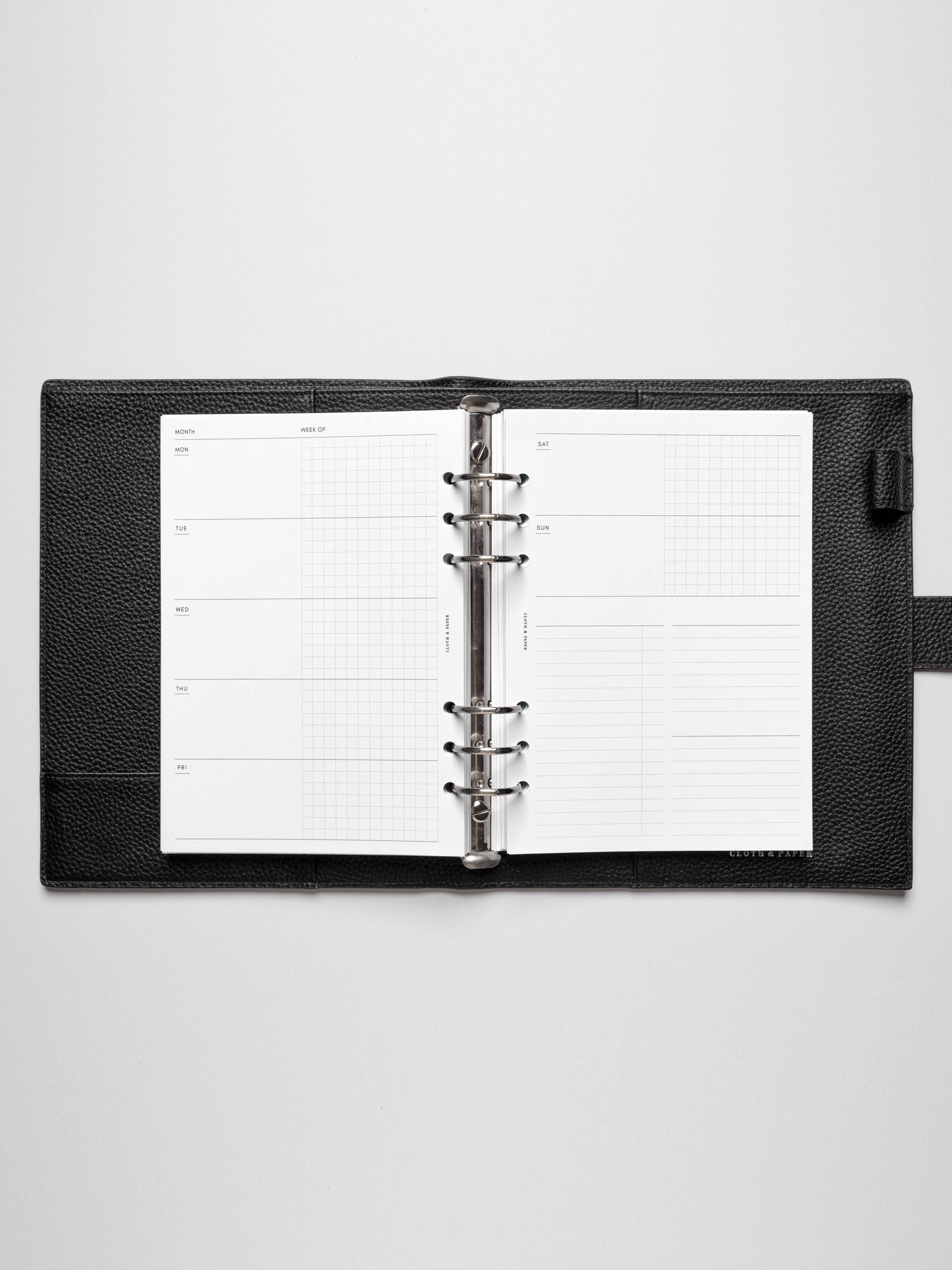 A5 insert in use inside a leather planner.