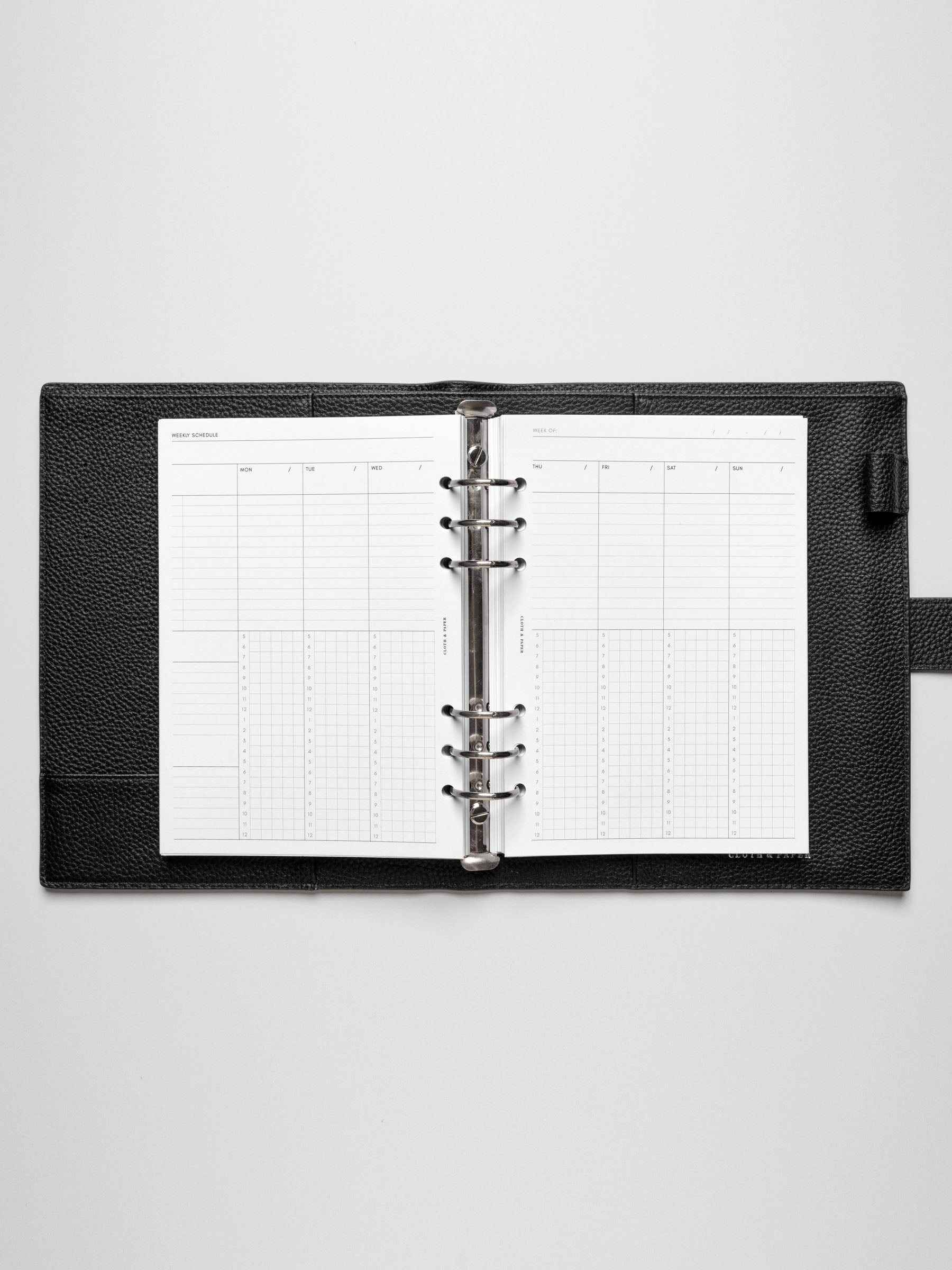 A5 insert in use inside a leather planner.