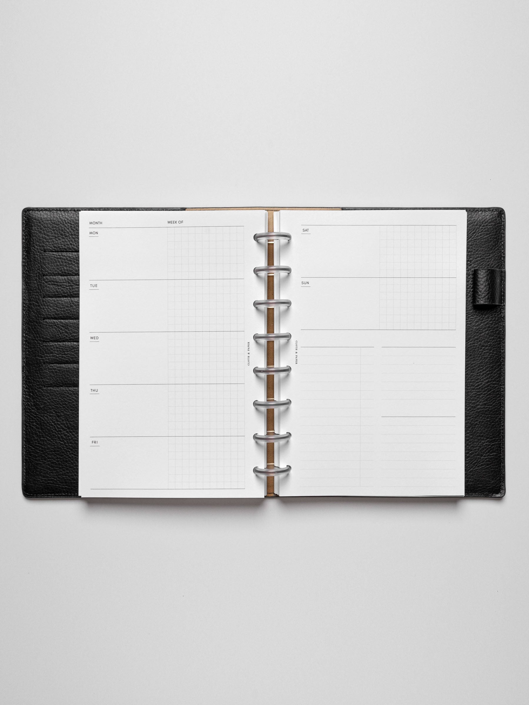 Half Letter insert in use inside a leather planner.