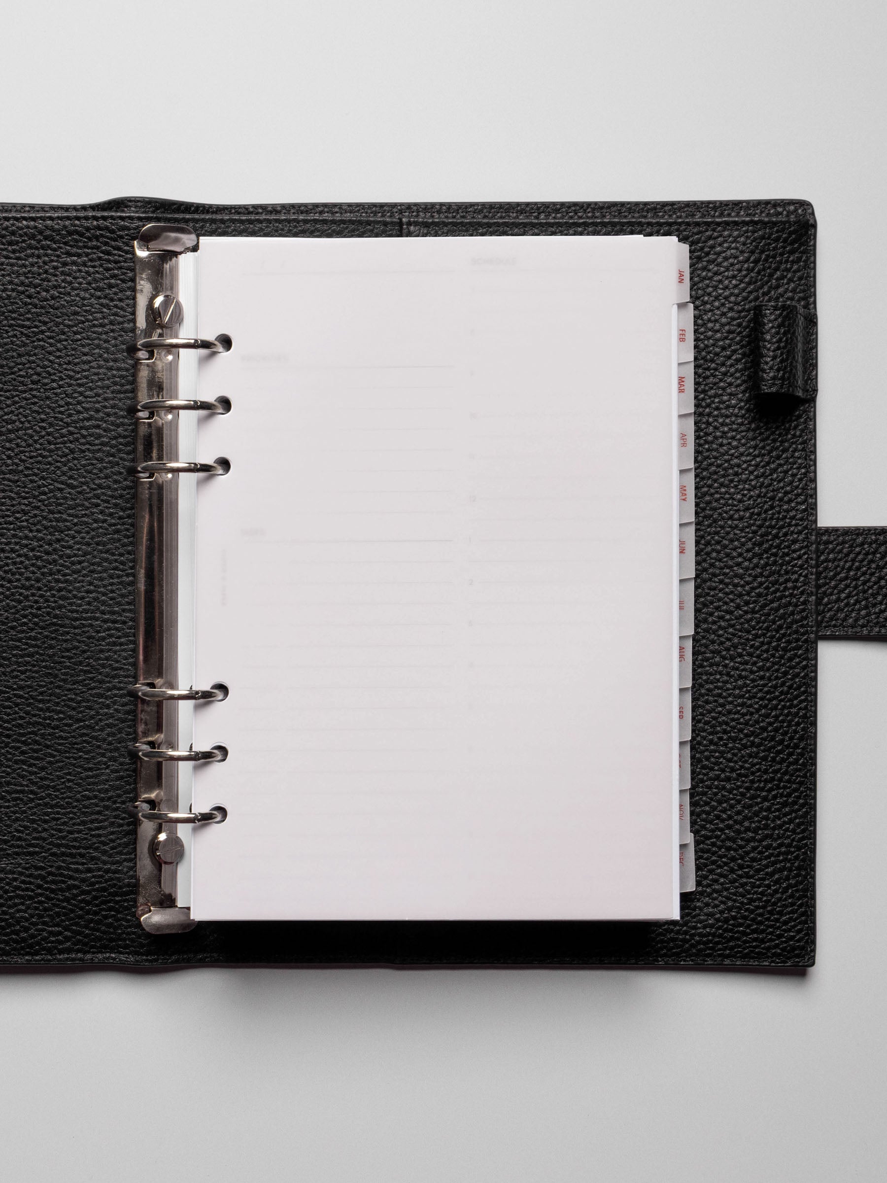 A5 vellum dividers shown in a black planner on a neutral background.