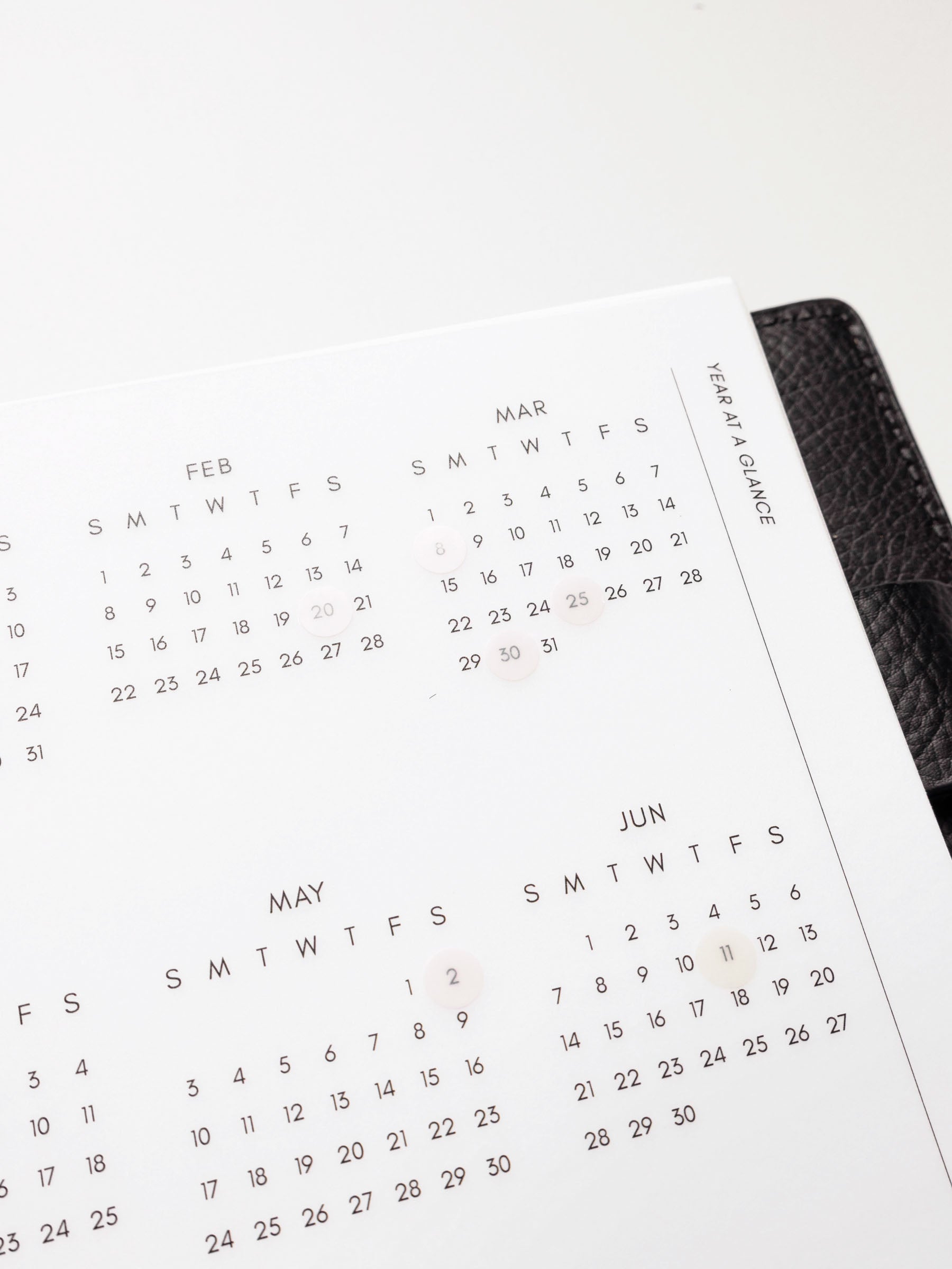 Close-up of the 2026 Year At A Glance Planner Dashboard.