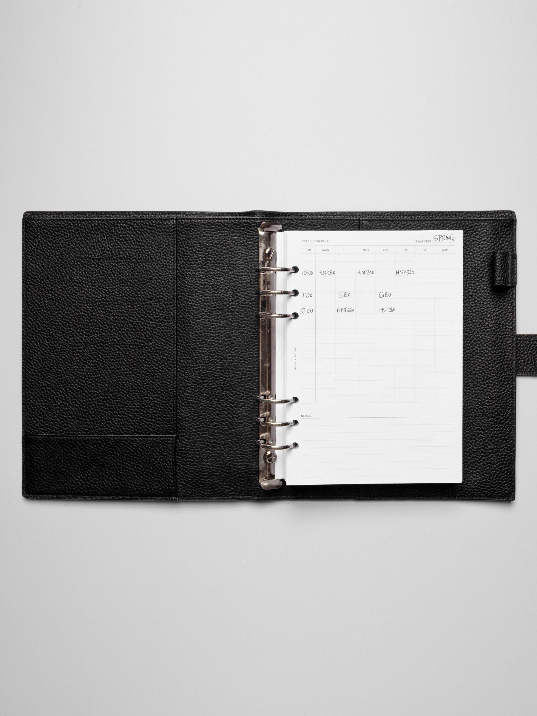 Insert in use inside a leather planner.