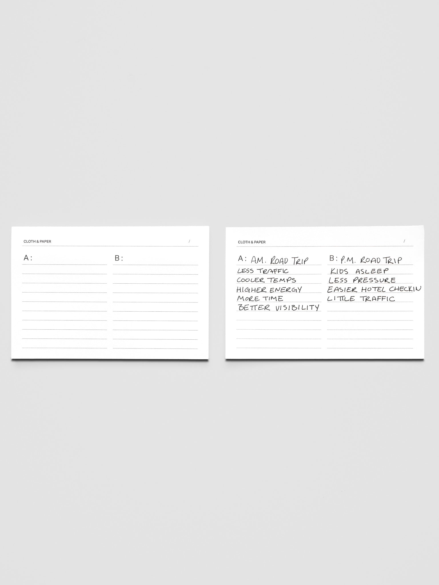 One blank and one filled out Tracklist Sticky Note side by side.