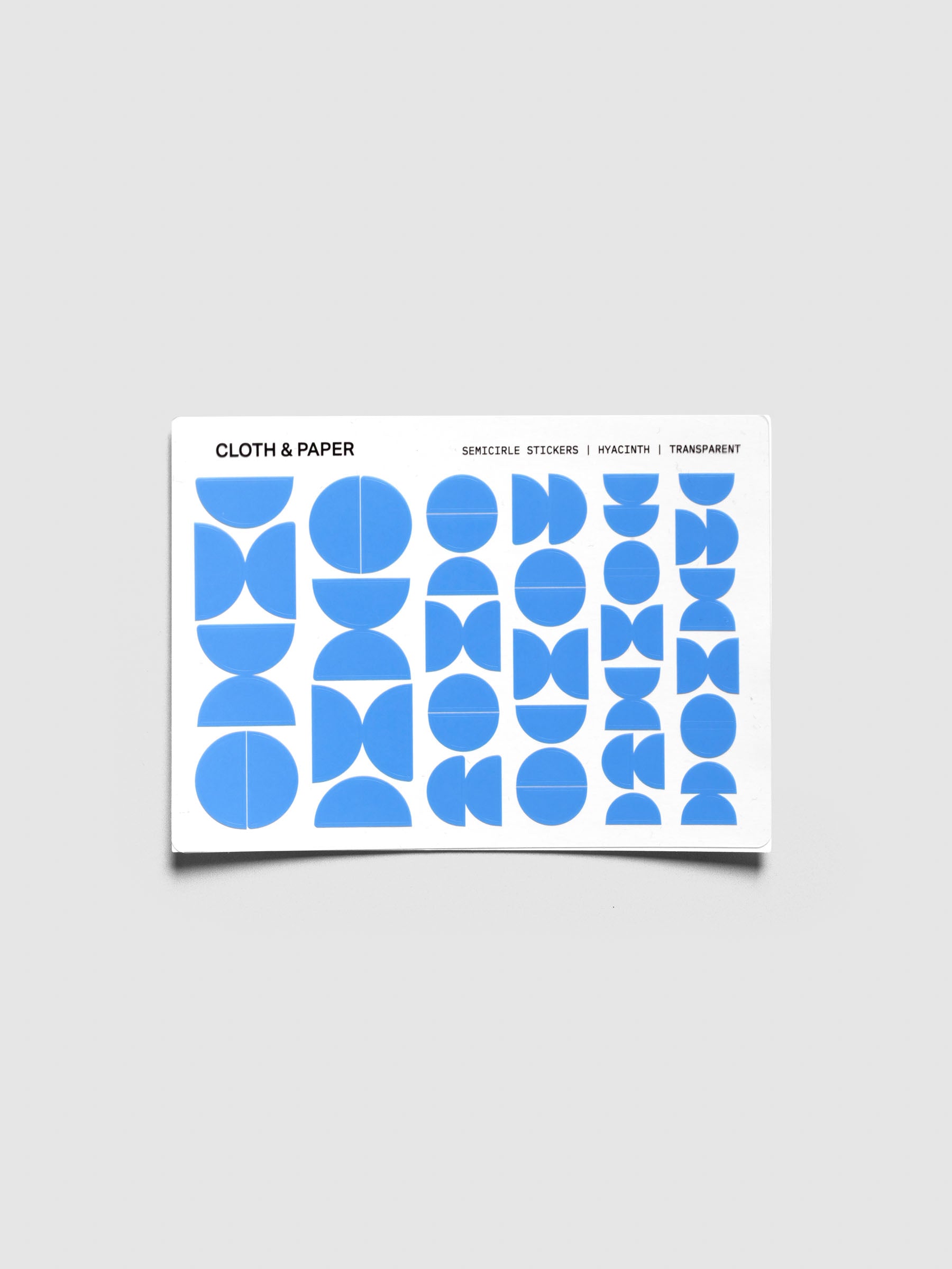 One sheet of Semicircle Sticker Set in Hyacinth blue.