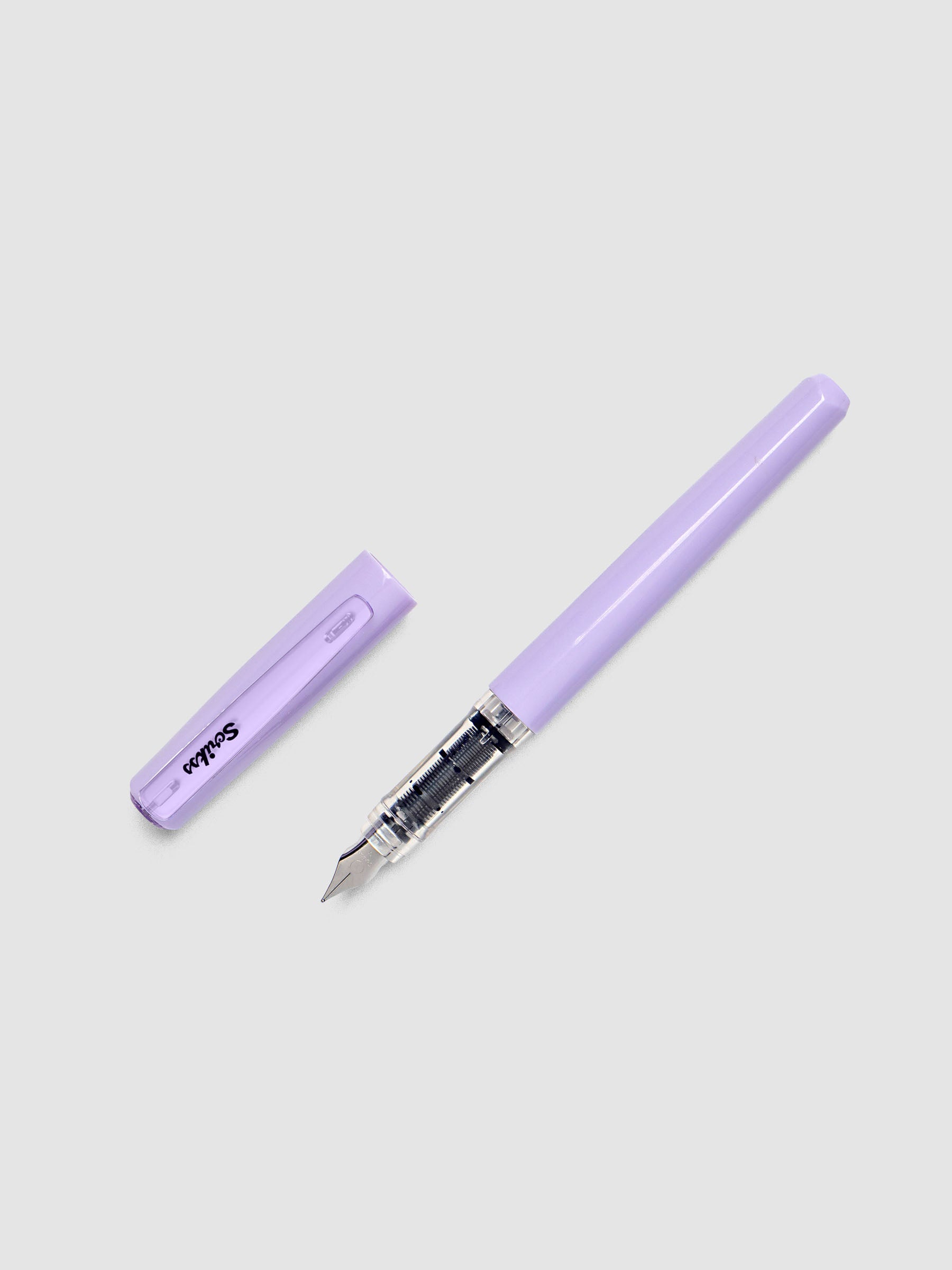 Scrikss Primeo Fountain Pen in the color Lilac, a light purple, shown cap off