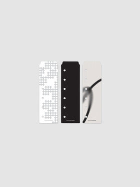 Narrow Page Marker Set in Punched Holes, Blurred Line and Avant Garde, Pocket, three top tab page markers