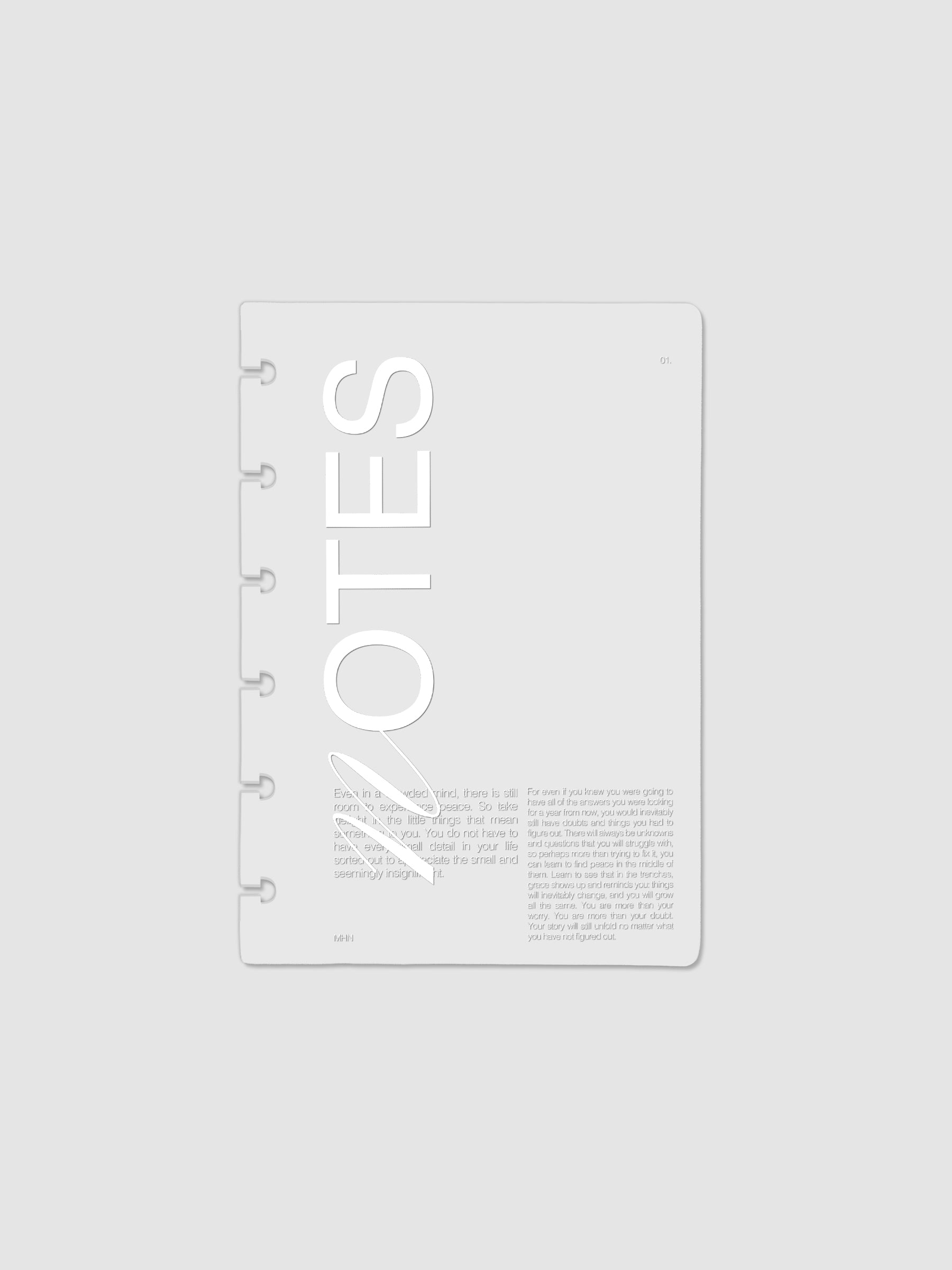 Clear plastic planner cover with white printed text shown pre-punched for CP Petite discbound planners.