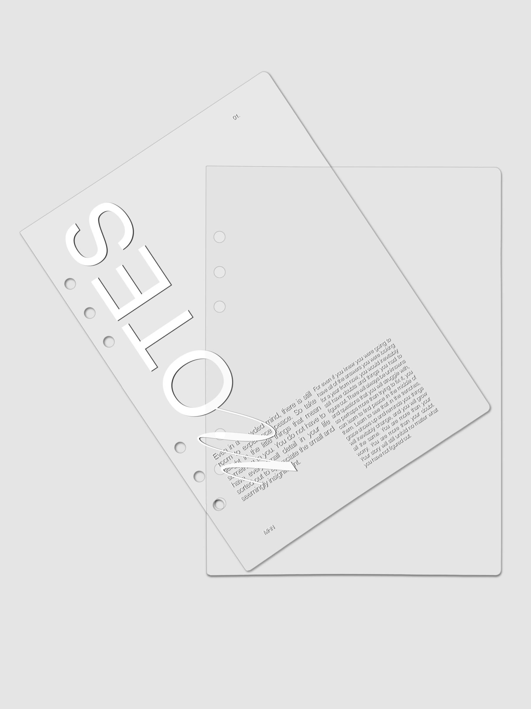 Clear plastic planner cover with white printed text shown pre-punched for A5 6-ring planners.