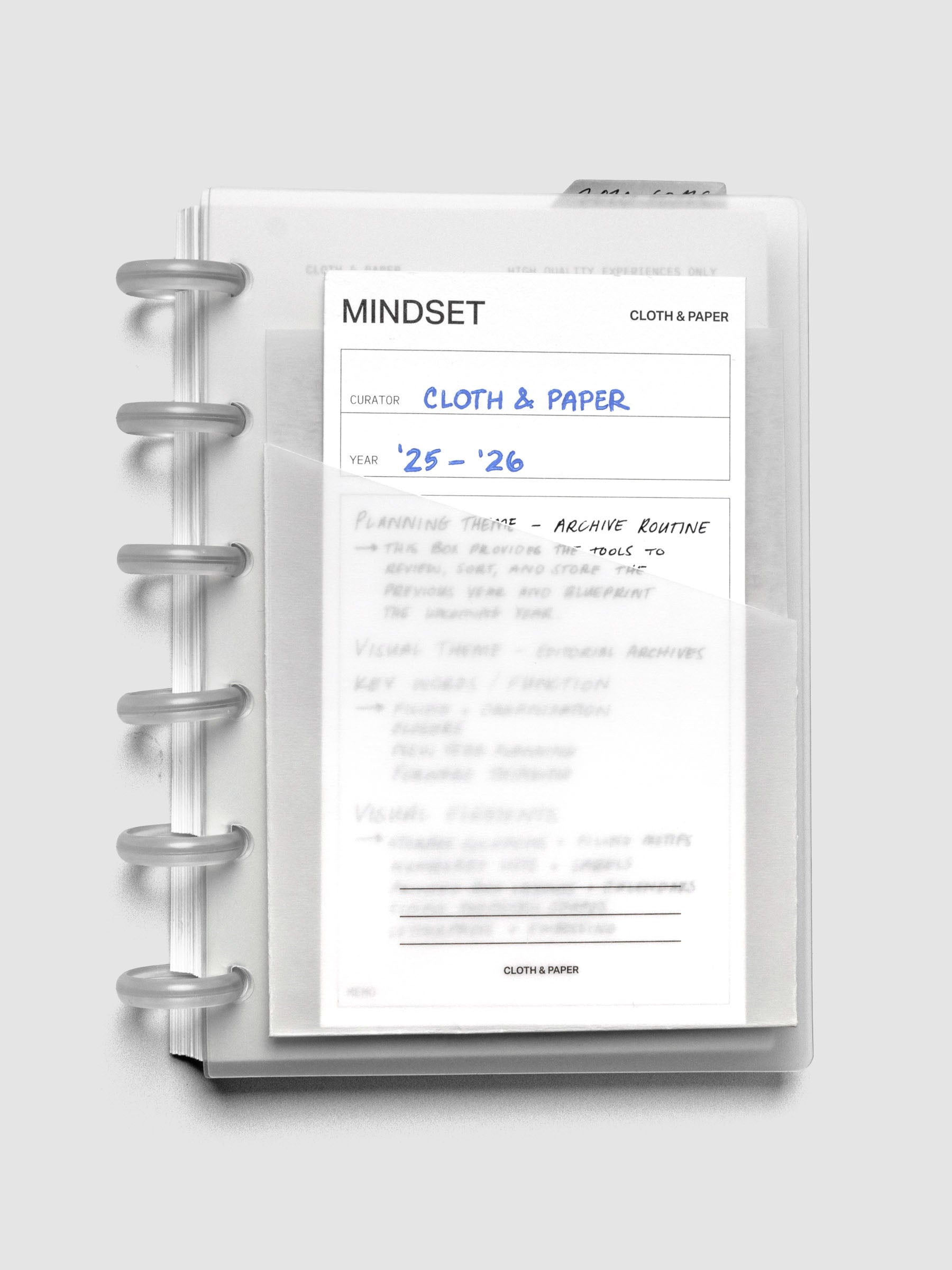 Adhesive Vellum Pocket Set shown in use on a discbound planner.
