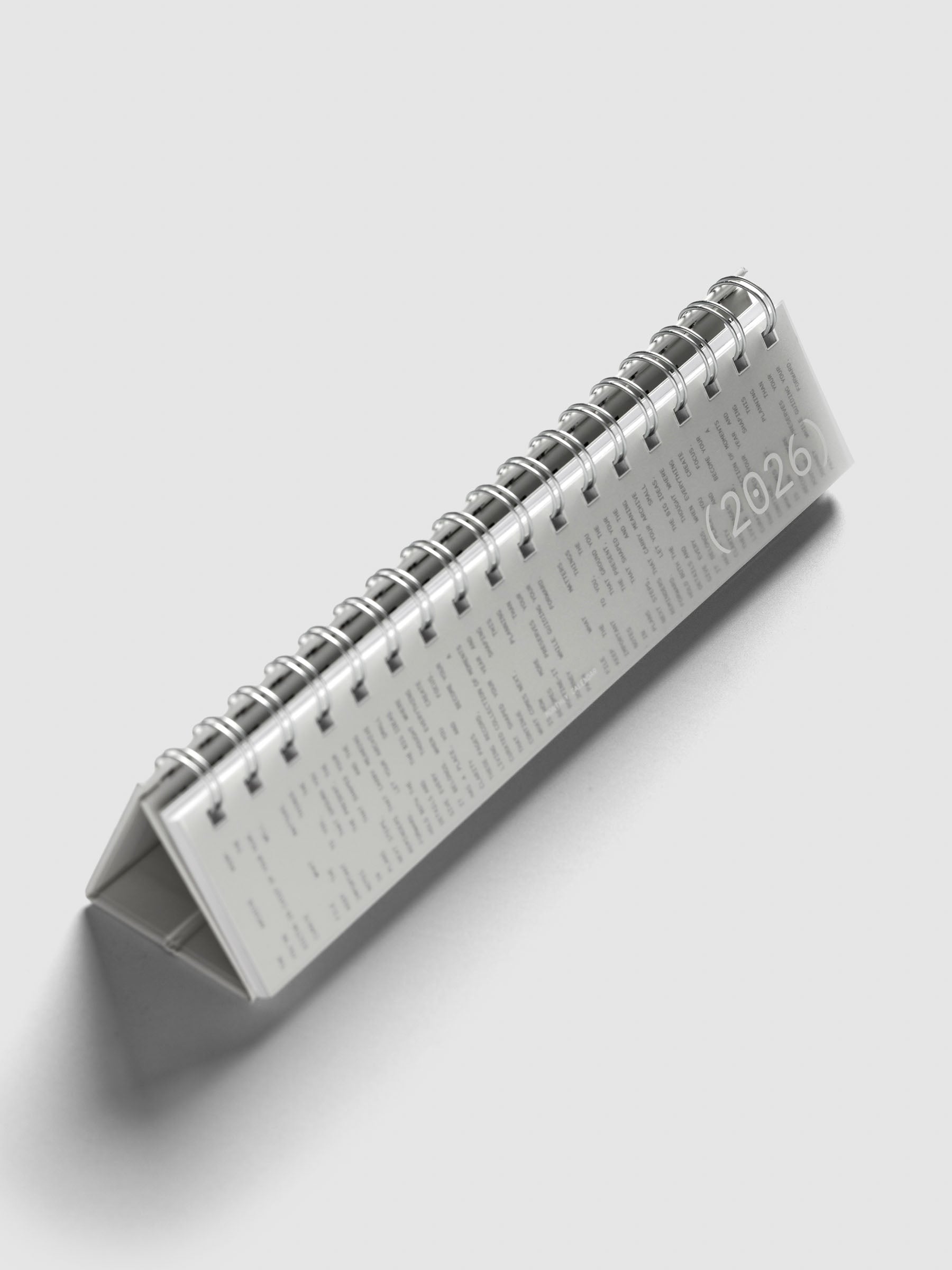 2026 Spiral Desk Calendar shown standing.