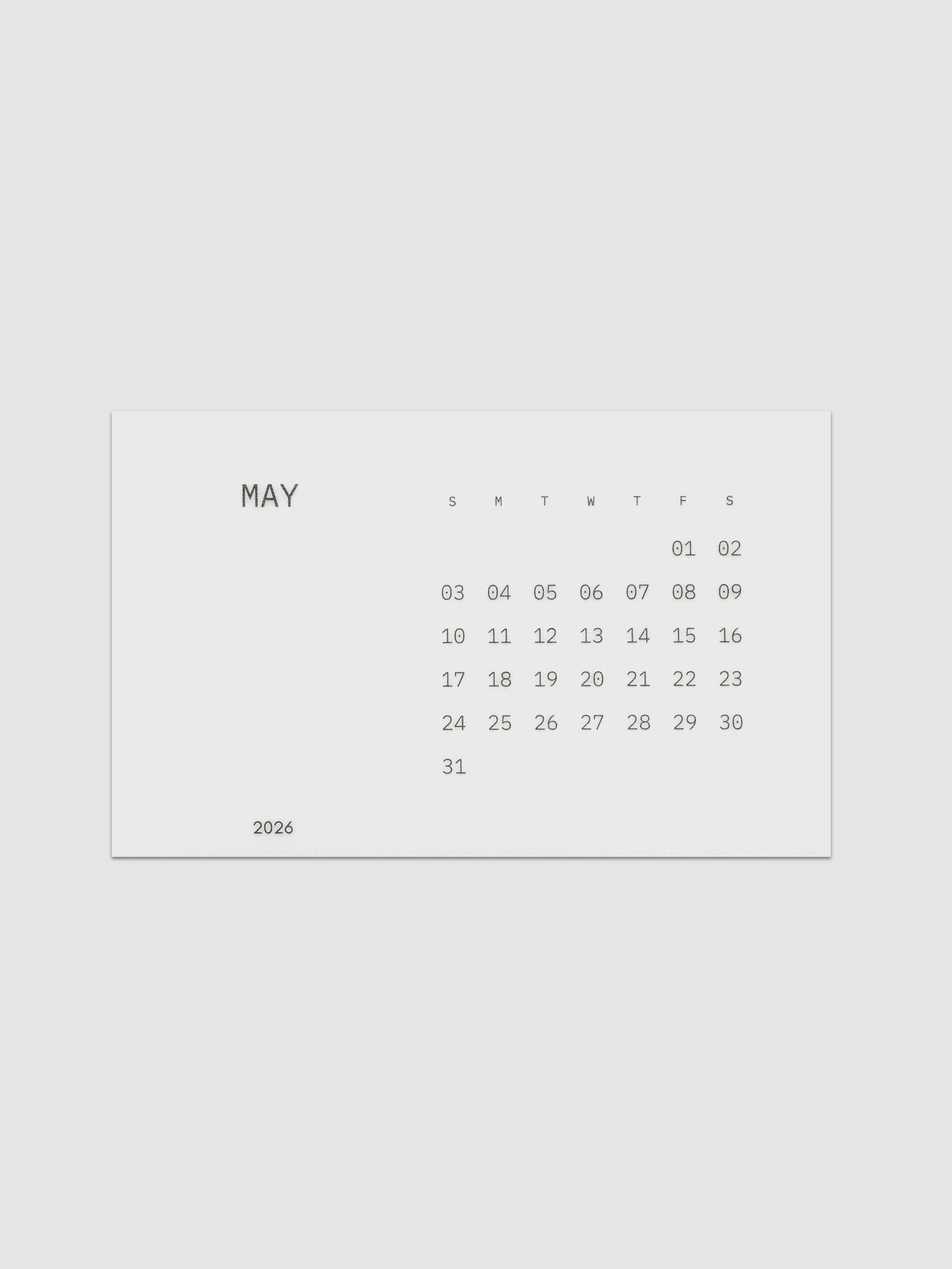 May 2026 Pocket Calendar.
