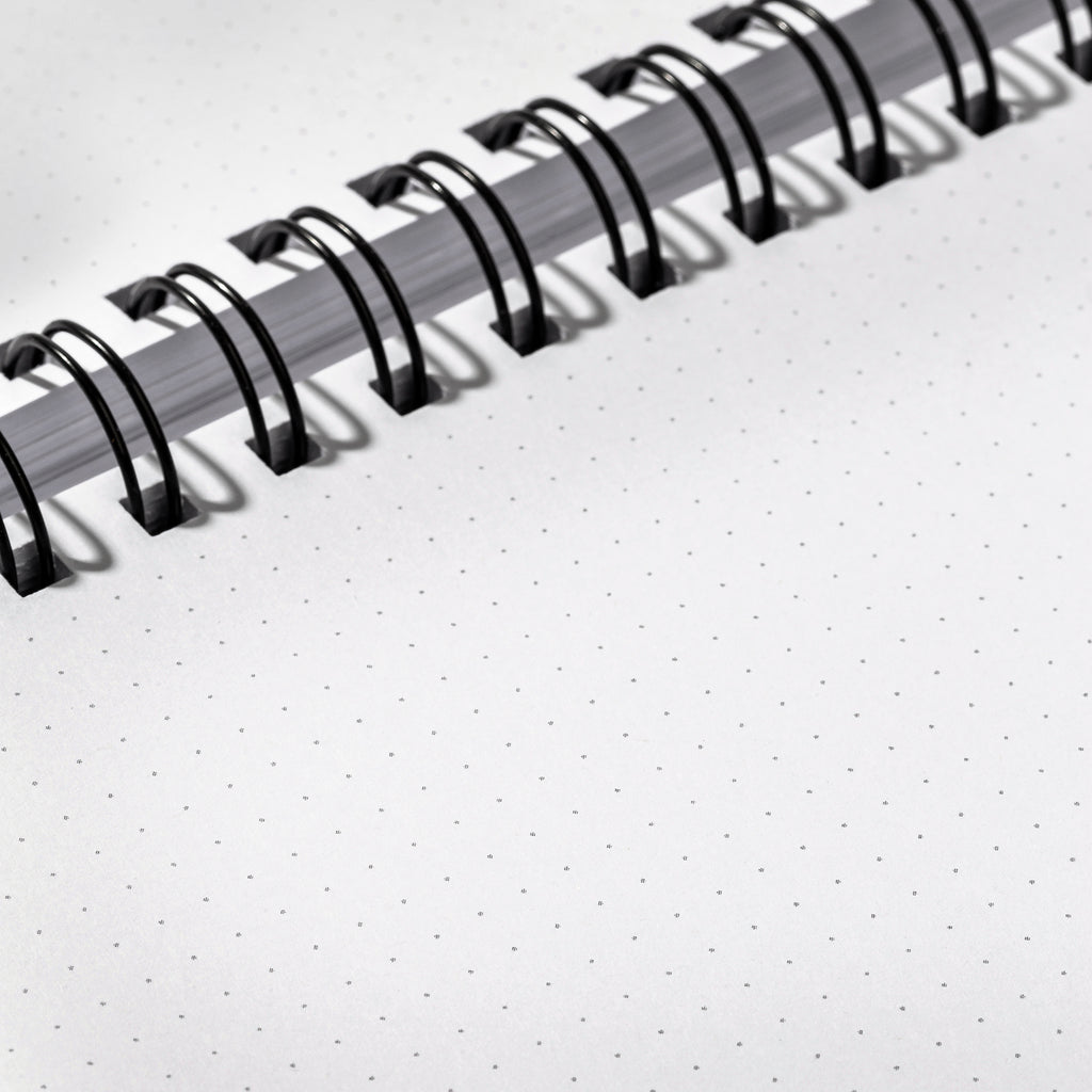Closeup of dot grid paper texture on Avant Garde notebook.