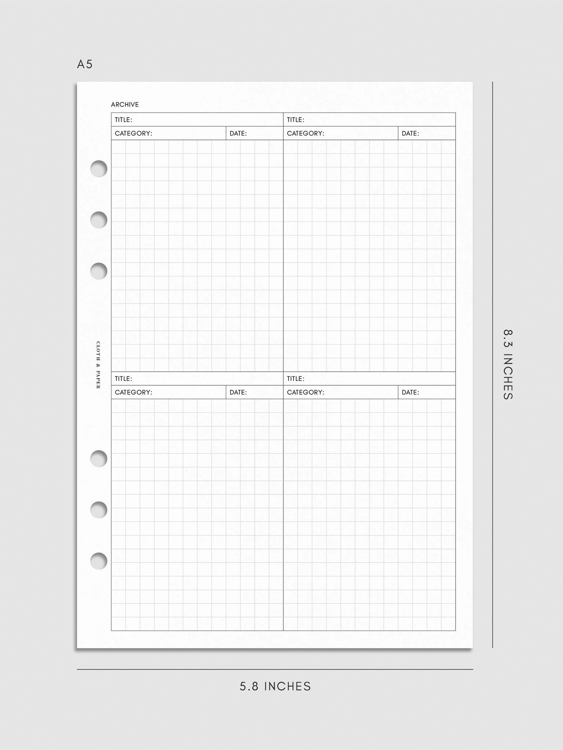 Digital mockup of insert in A5.