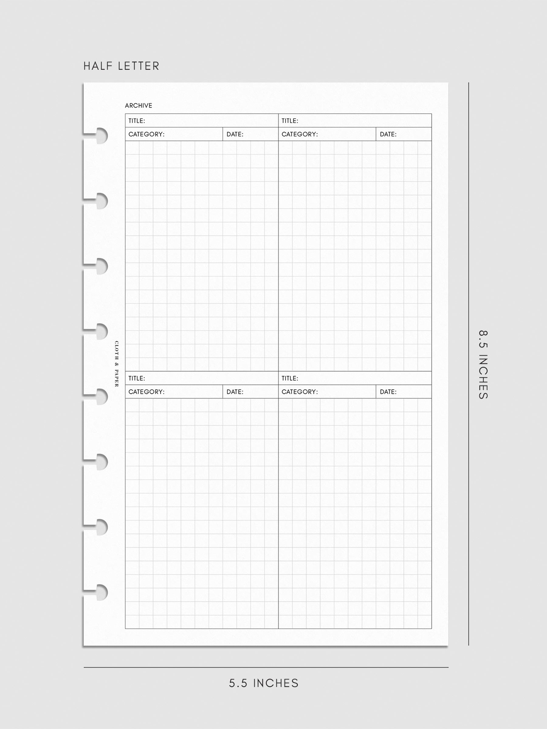 Digital mockup of insert in Half Letter.