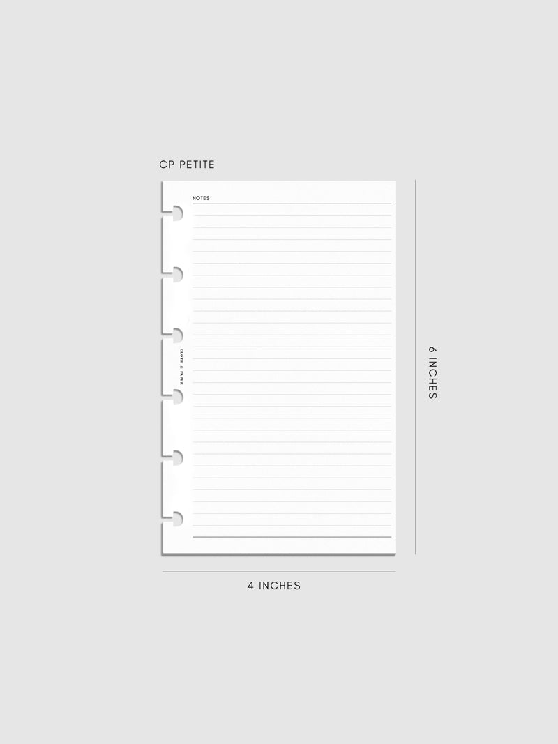Lined Notes Planner Inserts | Cloth & Paper