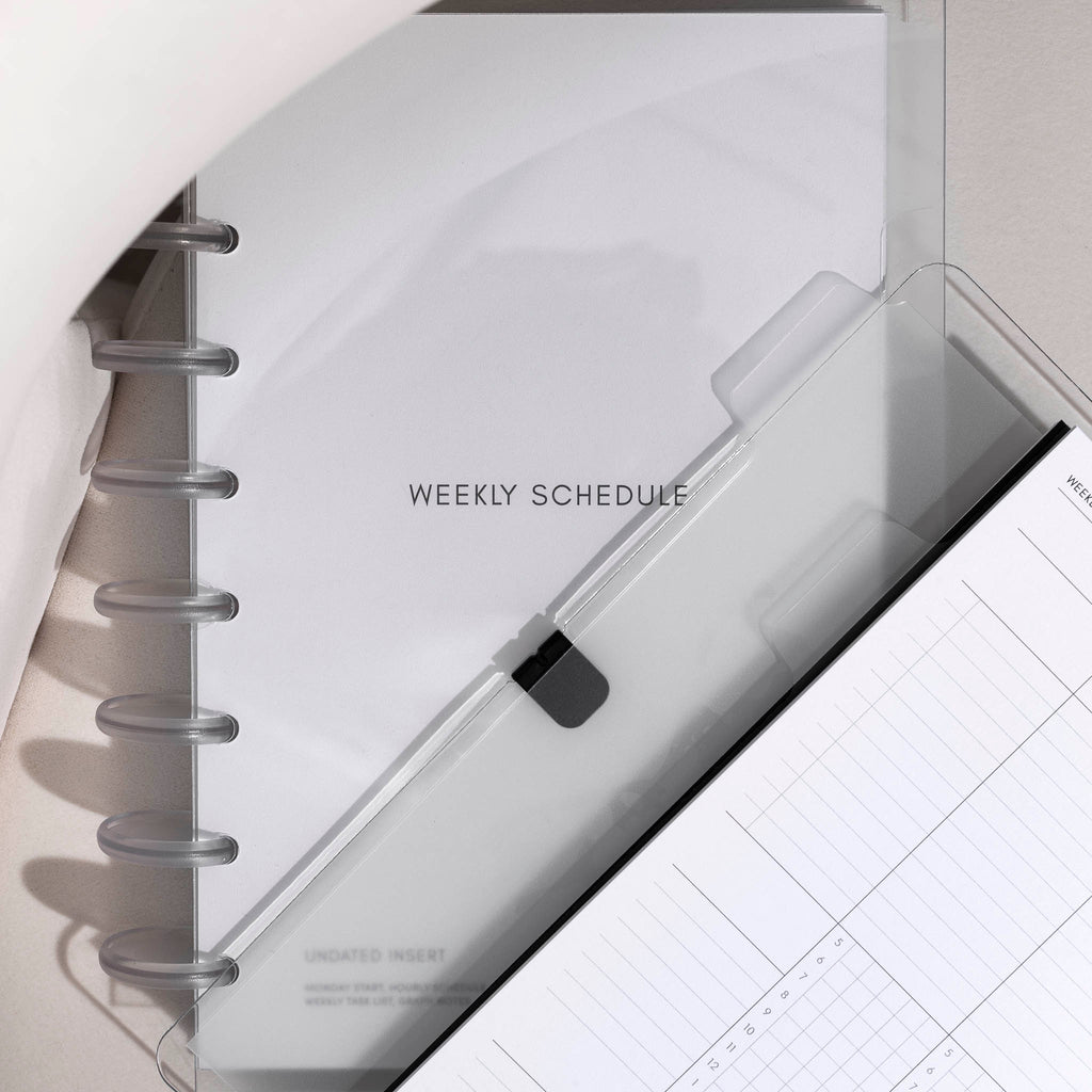 A preview image of our Beginner Planner Bundle featuring either a Crystal Clear Notebook Cover for Discbound or a Clear Vinyl Cover.  