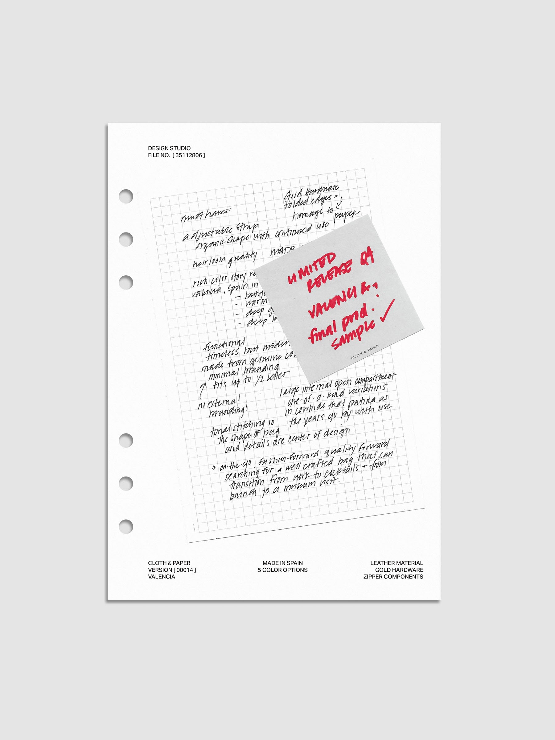 A5 Behind the Scenes Dashboard Duo insert featuring a layered design with handwritten notes and a sticky note overlay. Clean white layout with six-ring punches on the side.