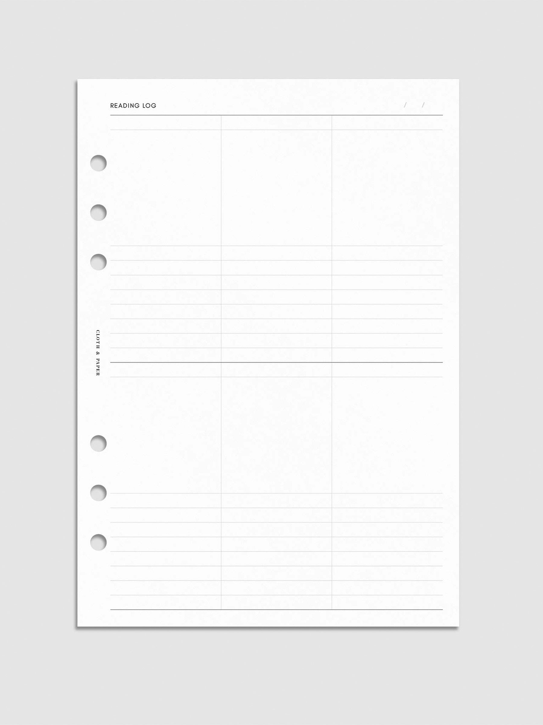 Bibliophile Planner Insert, Second Edition, Cloth and Paper. Digital mockup of insert in A5. 