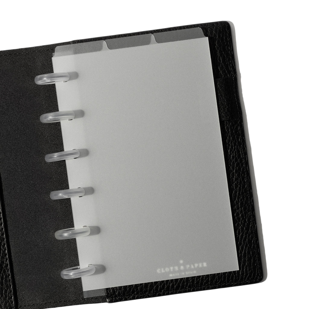 CP Petite Dividers in use inside a black leather planner.