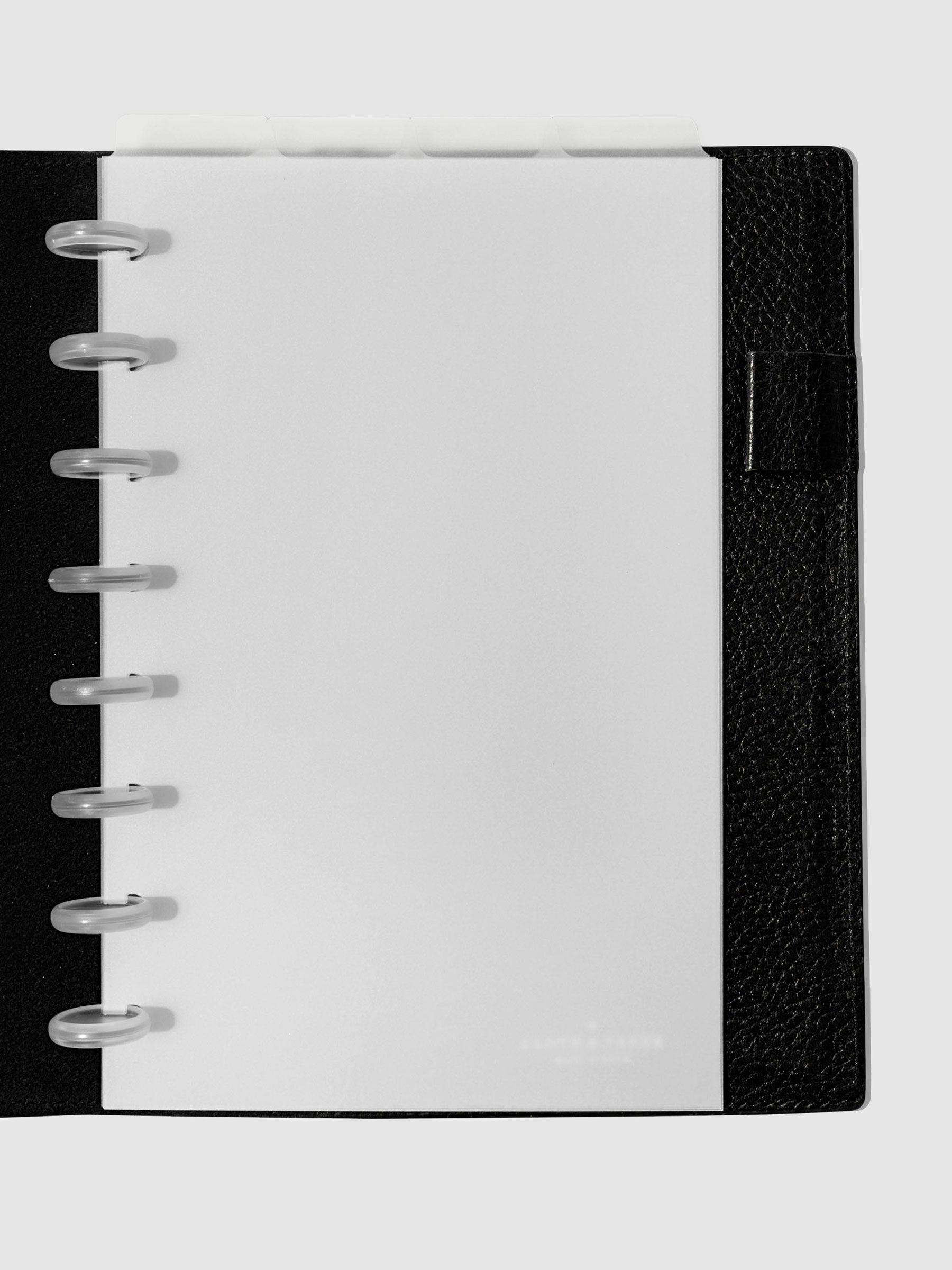 Half Letter  Dividers in use inside a black leather planner.