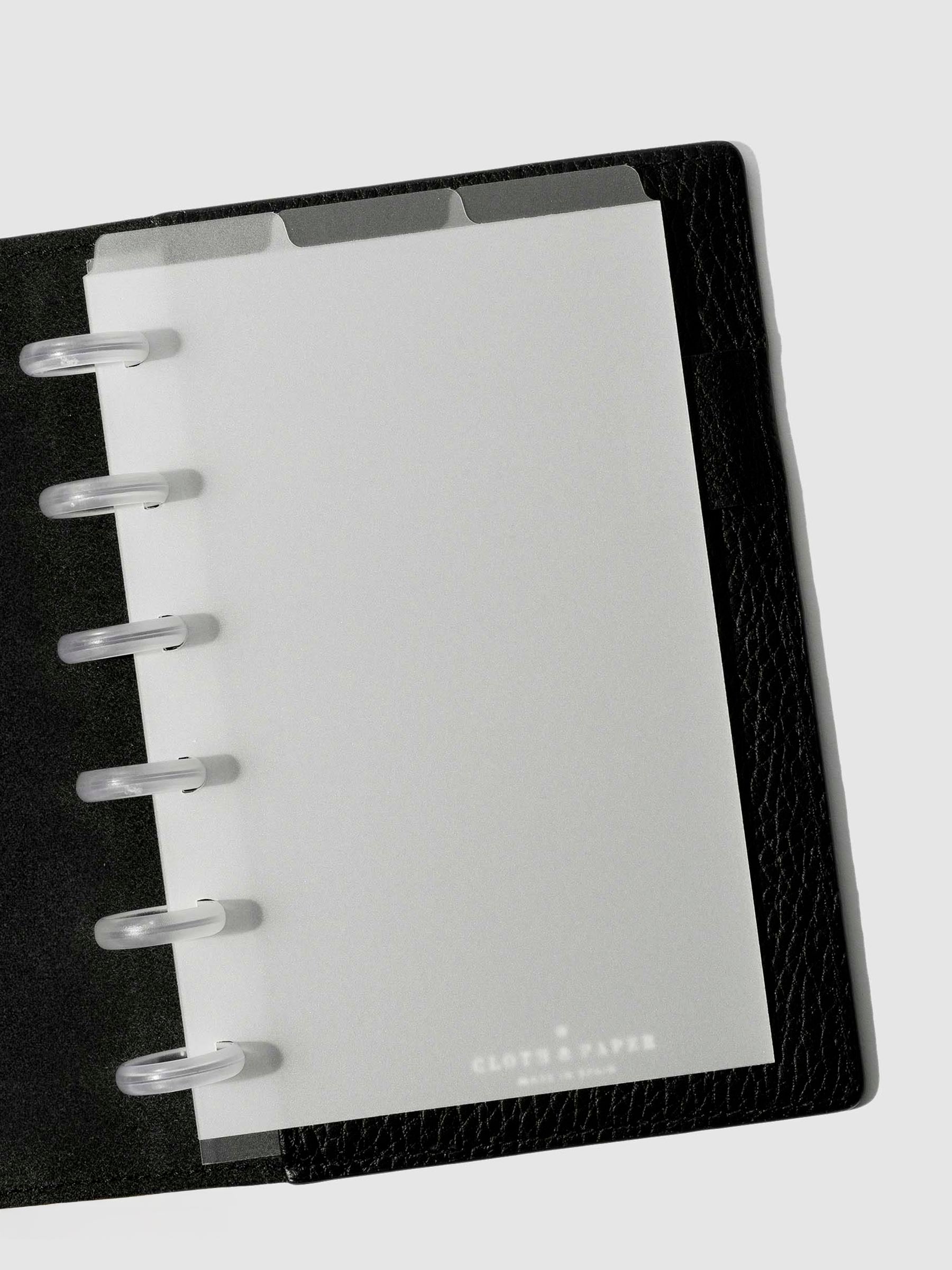 CP Petite Dividers in use inside a black leather planner.