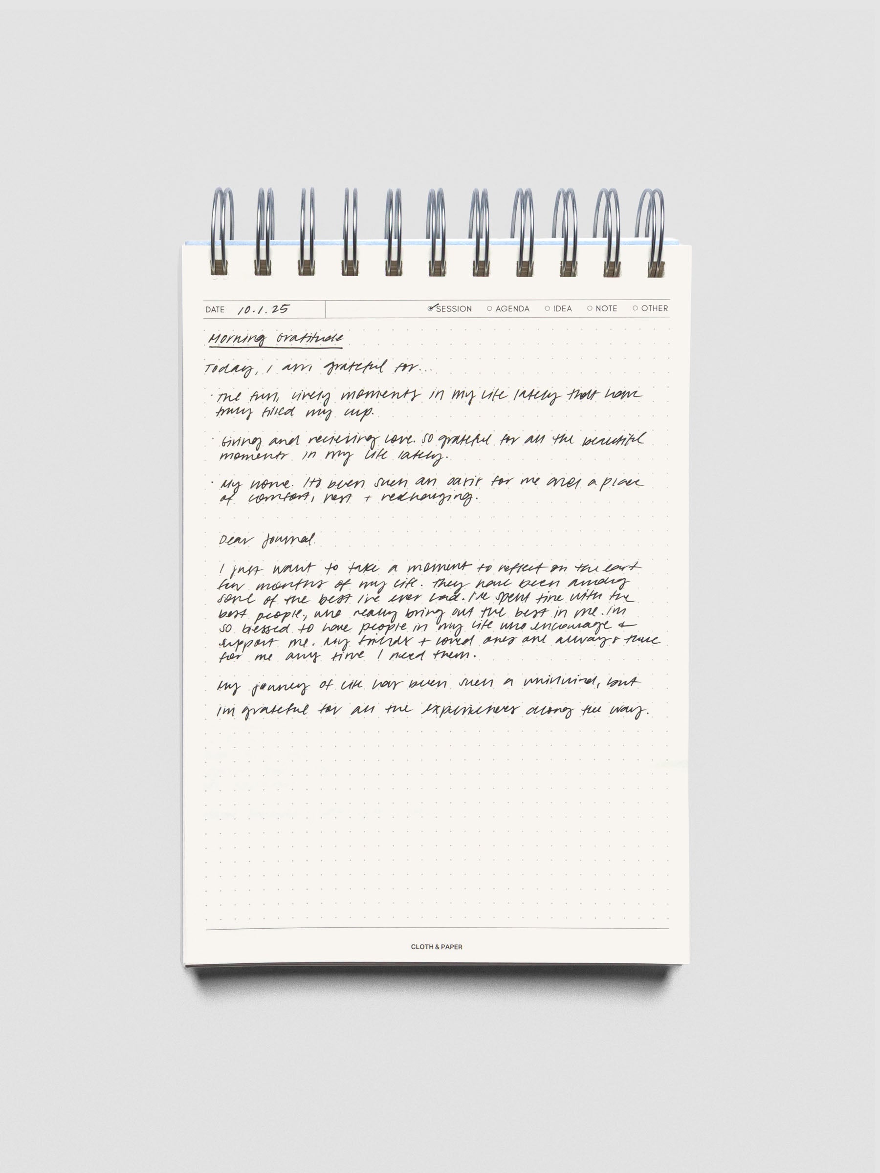 Break Room notebook shown open with a writing example on a page.