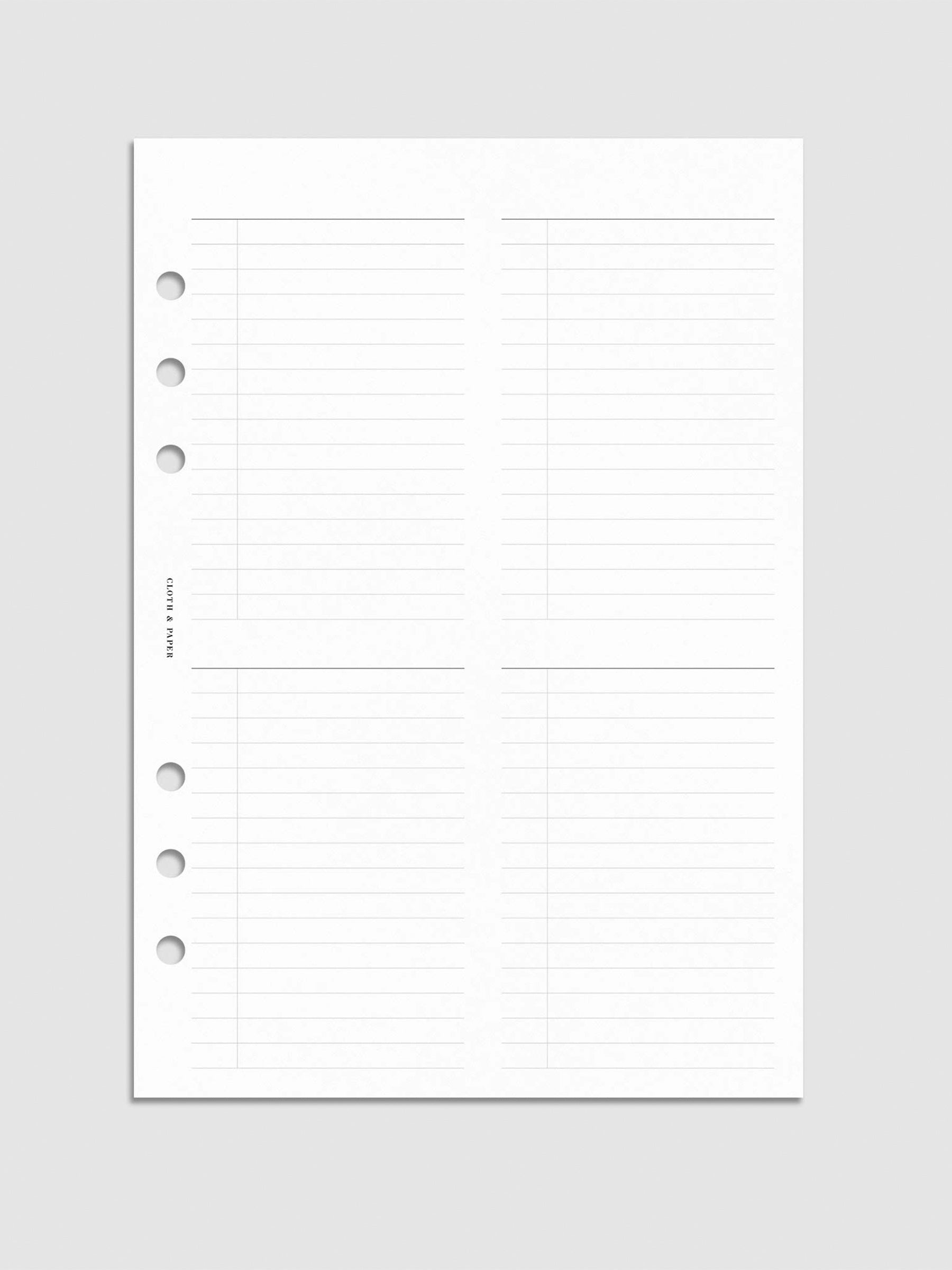 Checklist Planner Inserts | Cloth & Paper