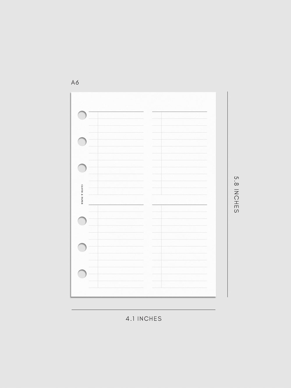 Quad Checklist Planner Inserts | Cloth & Paper