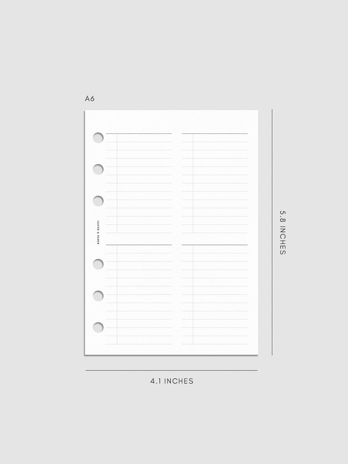 Checklist Planner Inserts | Cloth & Paper