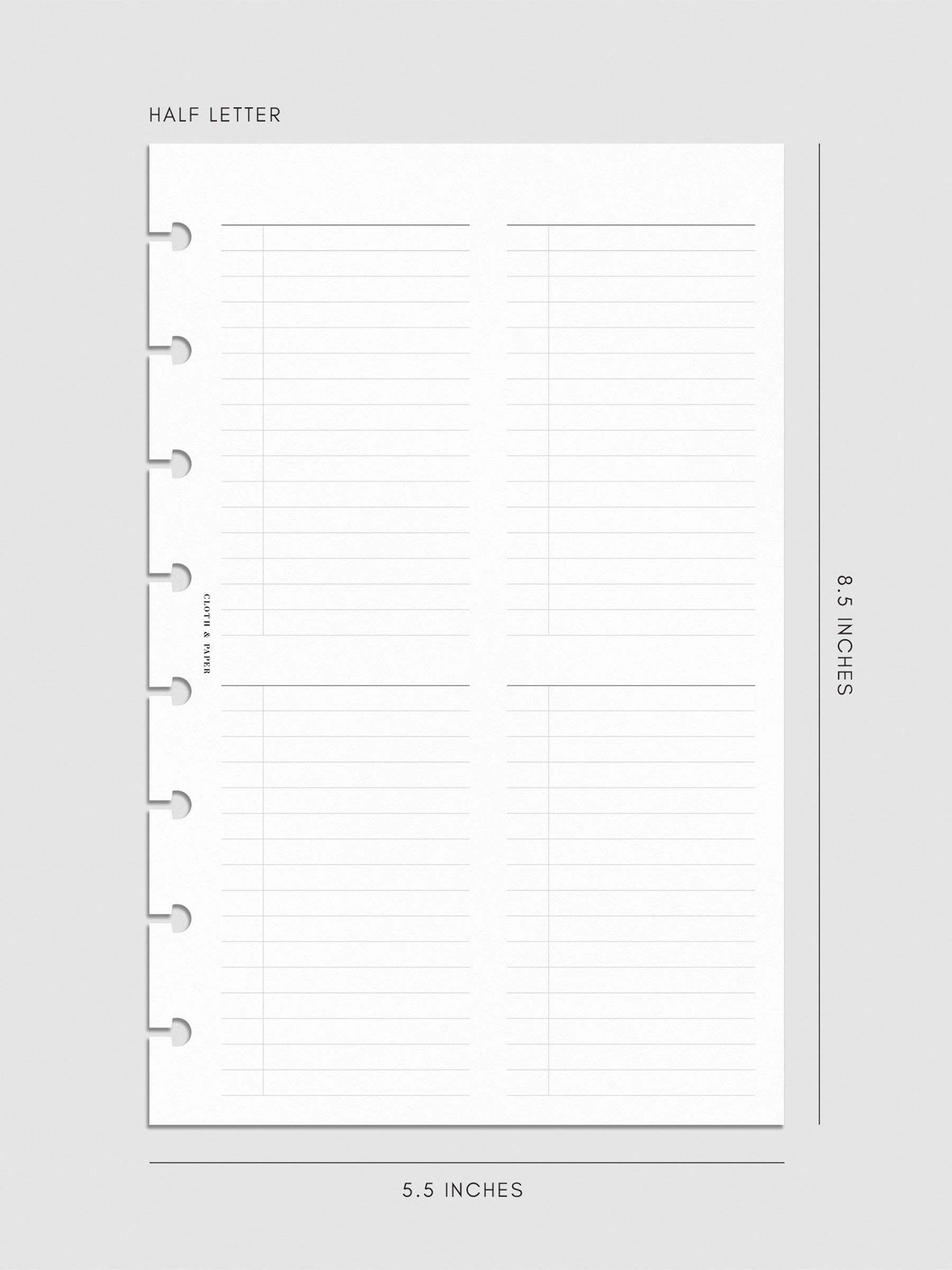 Digital mockup of insert in Half Letter.