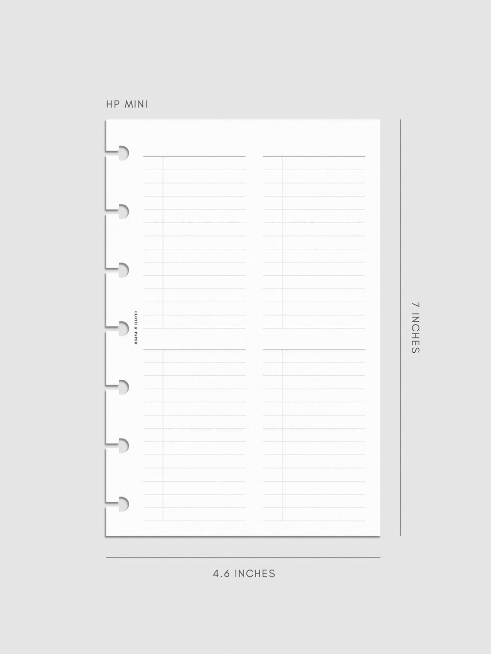 Quad Checklist Planner Inserts | Cloth & Paper