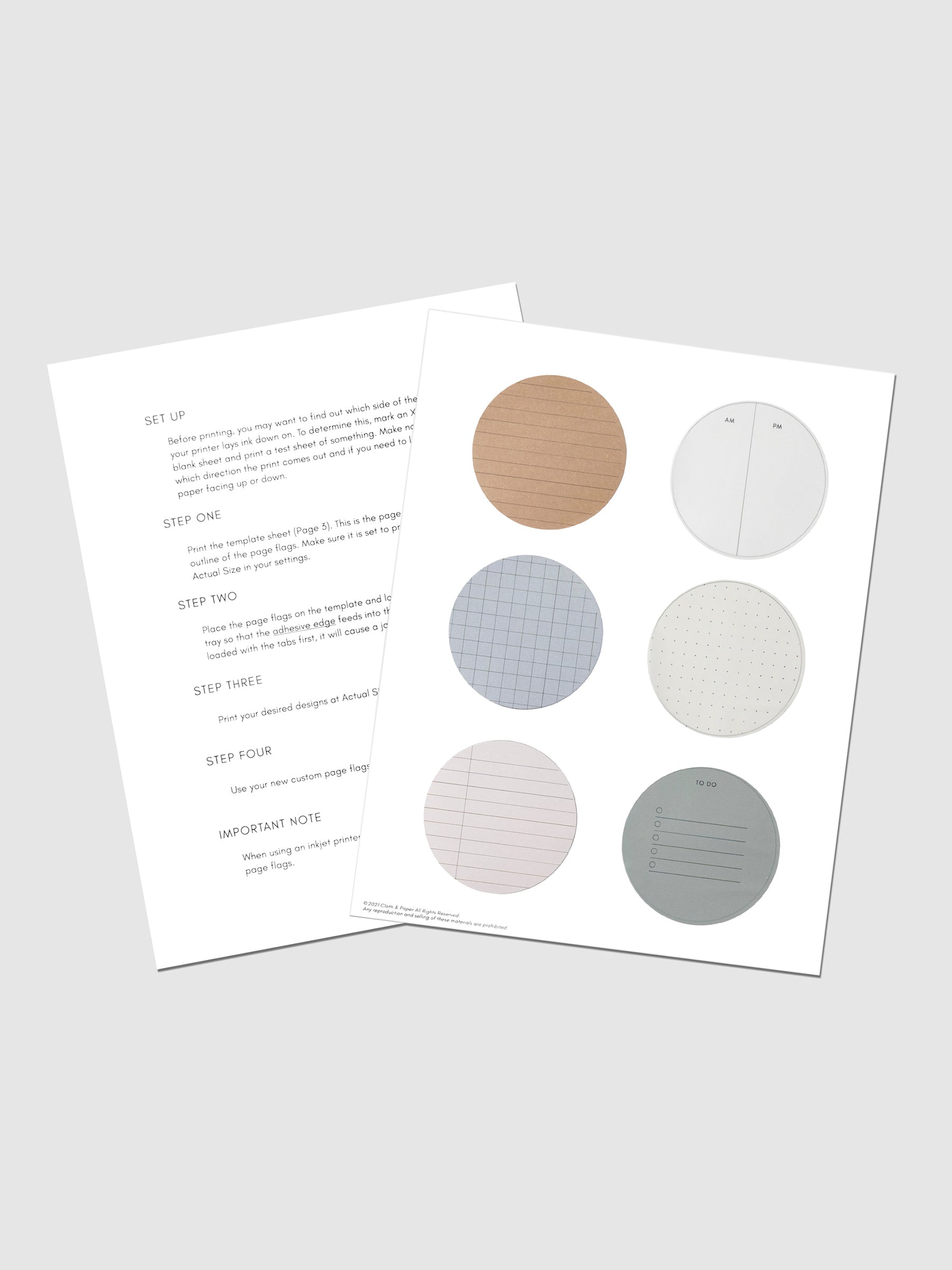 Circle Sticky Note Printable-Essentials displayed on a neutral background.