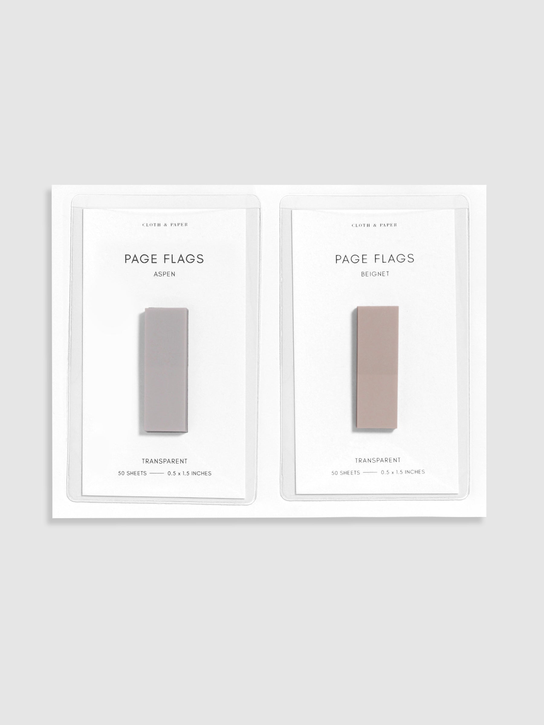 Pocket with two page flags in Aspen and Beignet inside of it.