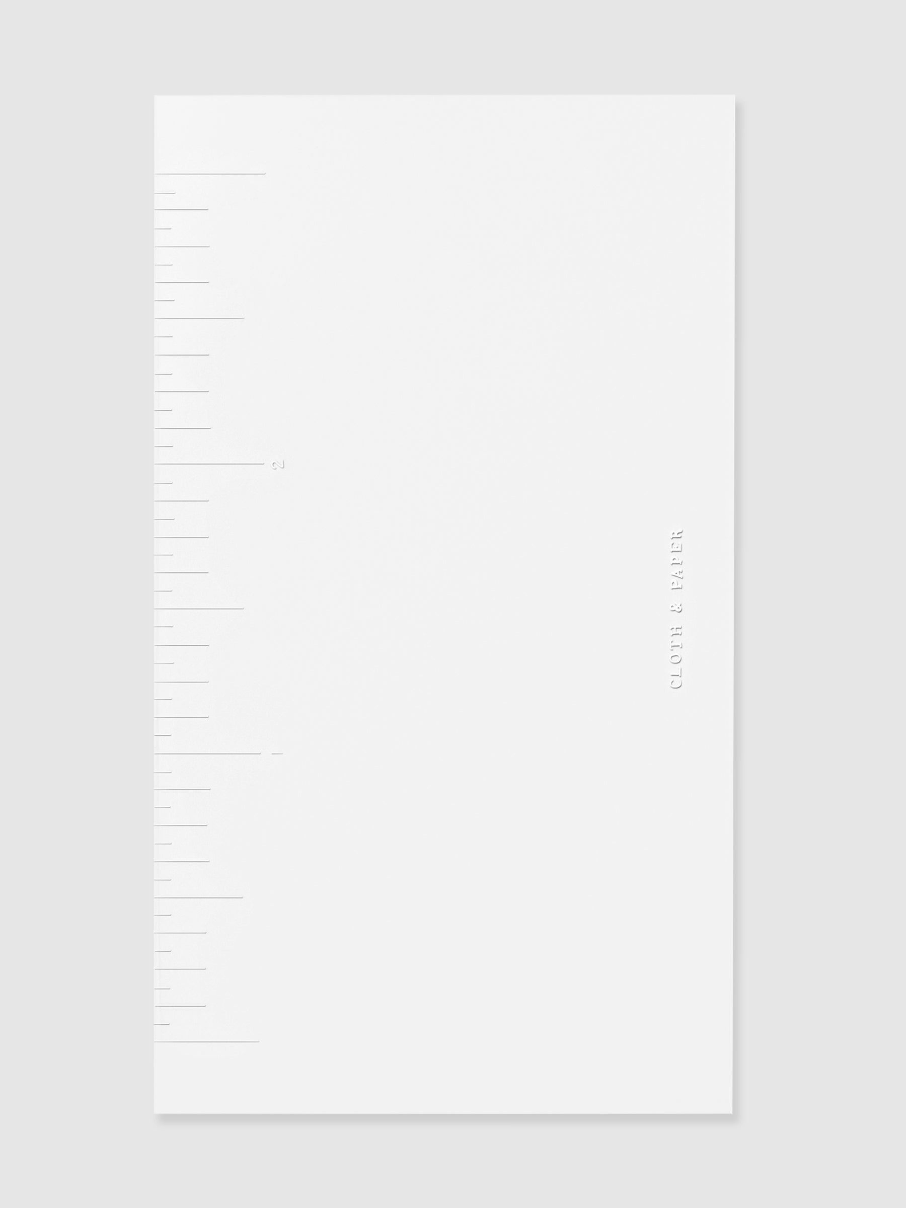 Clear Ruler Journaling Card, Cloth and Paper. Card shown on a neutral background.