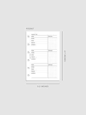 Contact List Planner Inserts | Refreshed Design