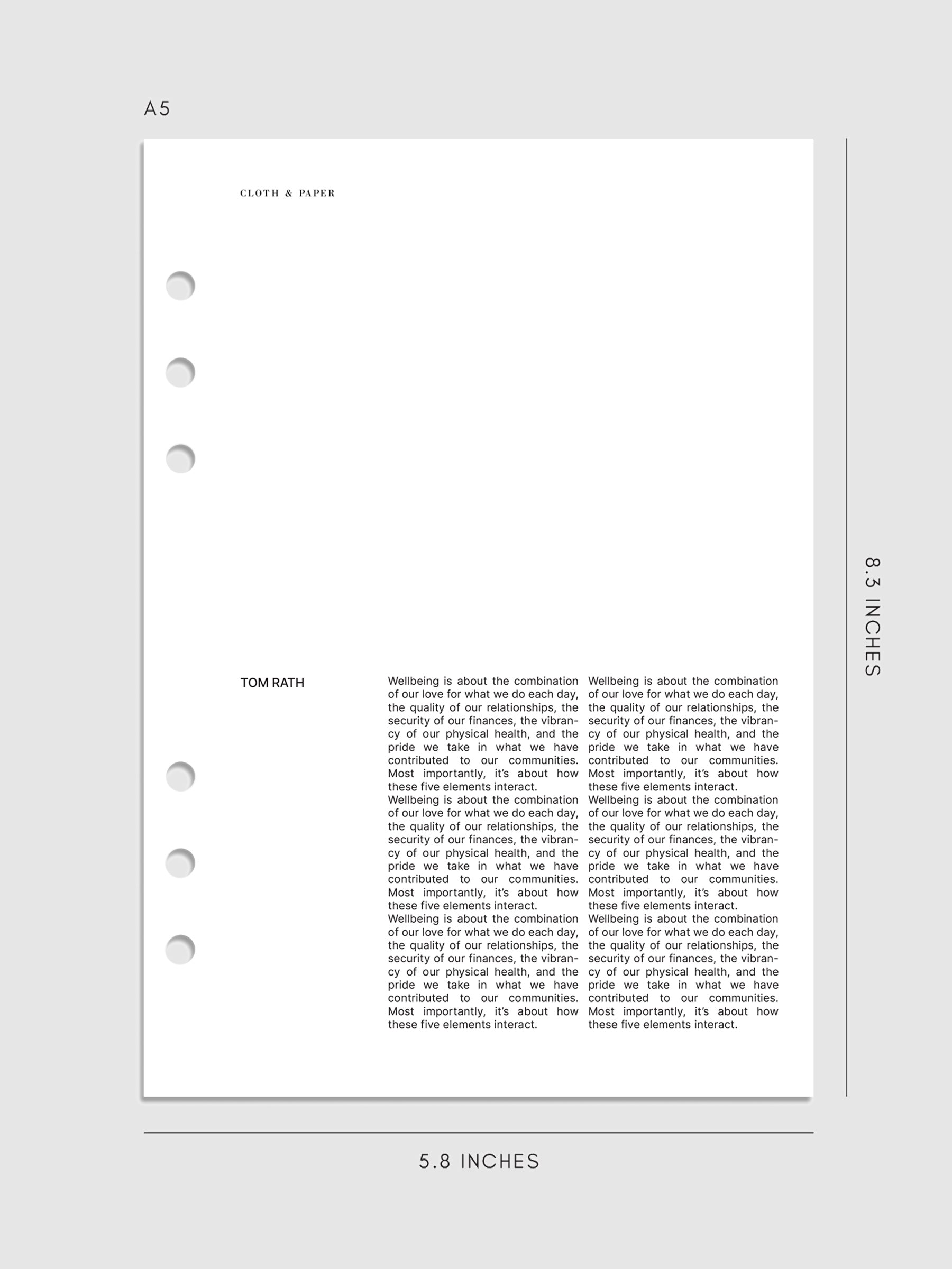 A5 6-Ring Punch Crosshatch Planner Dashboard displayed on a neutral background