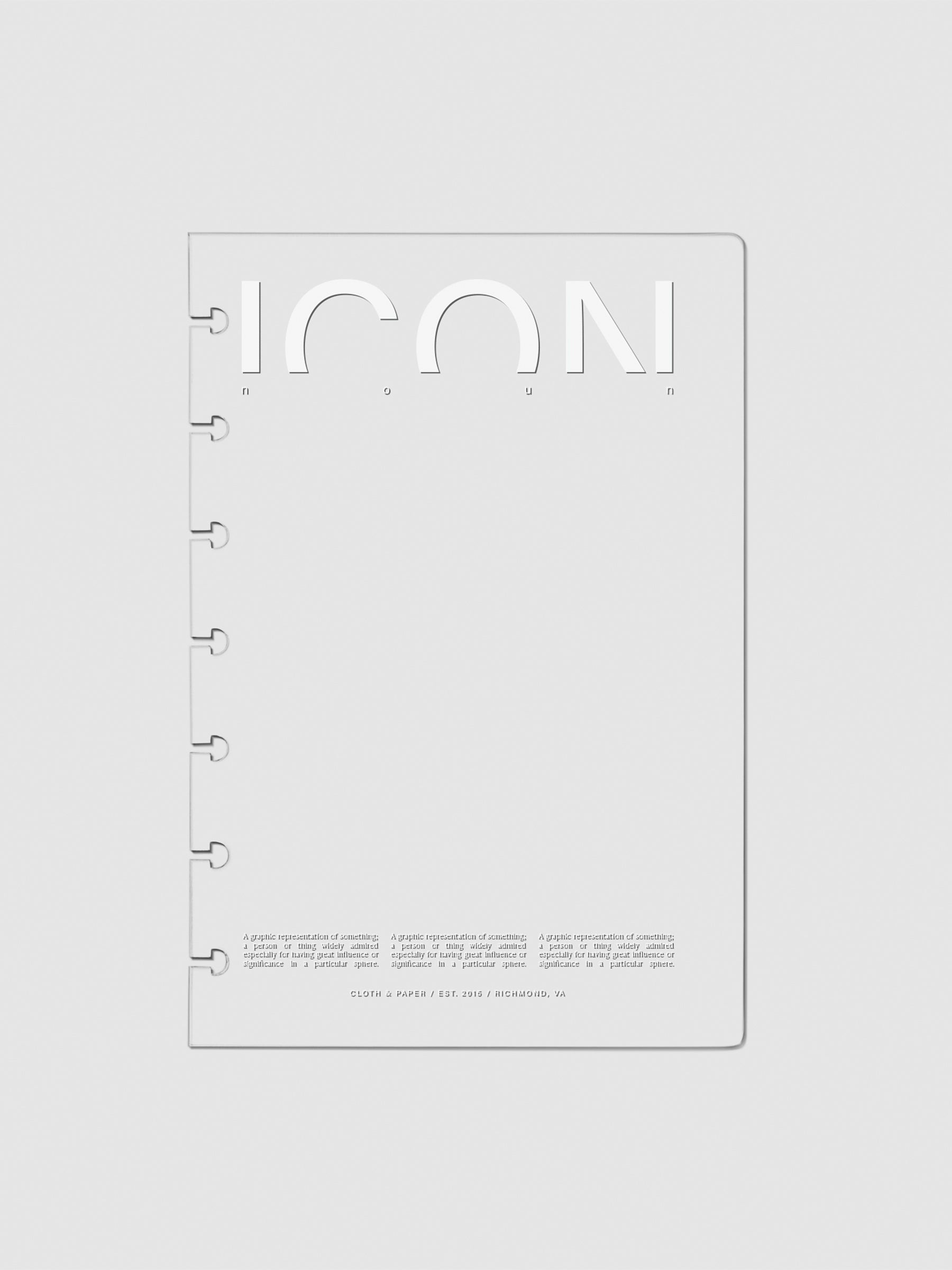 Crystal Clear Discbound Notebook Cover Icon displayed on a neutral background.