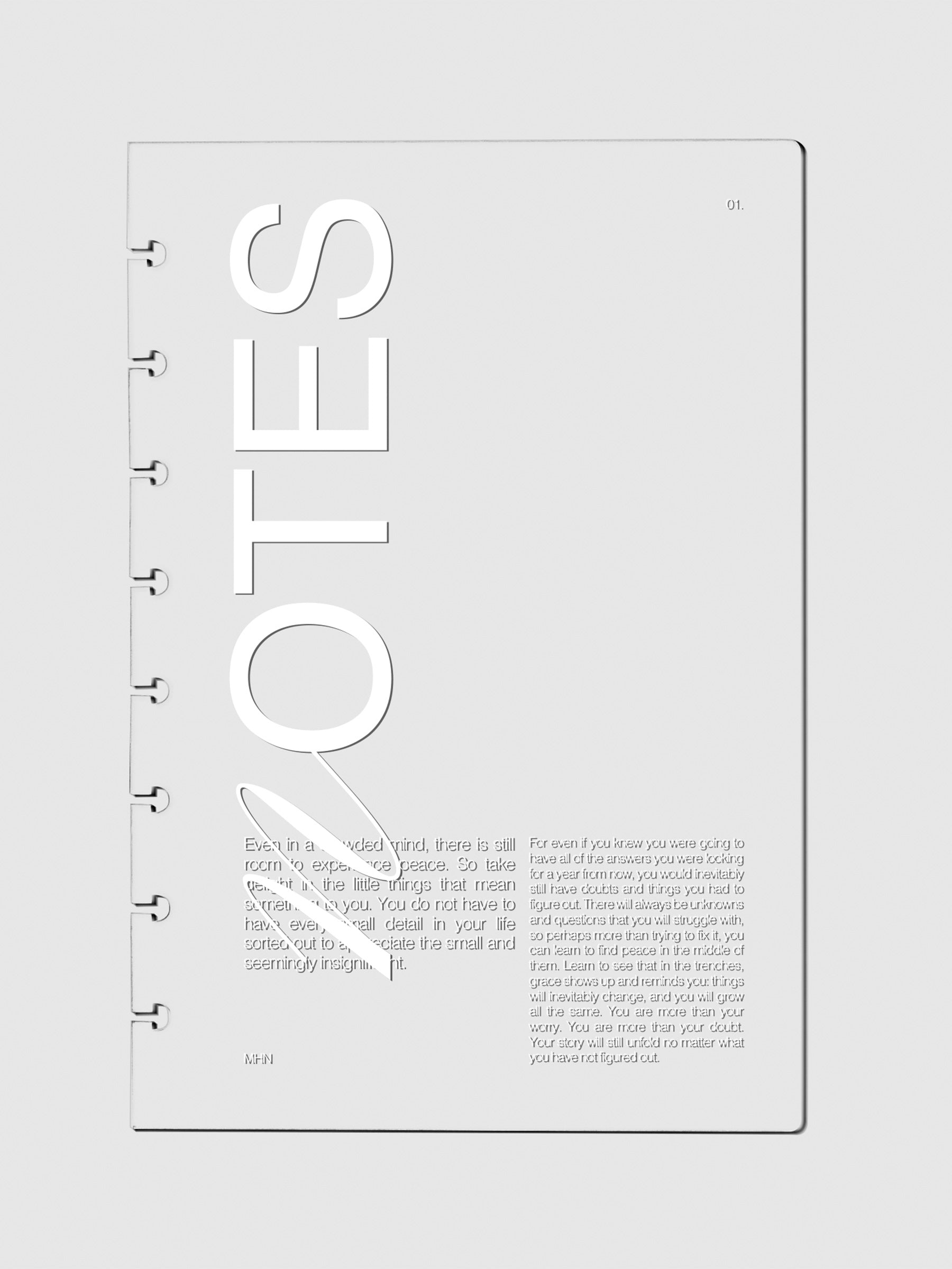 Crystal Clear Discbound Notebook Cover Notes displayed on a neutral background.