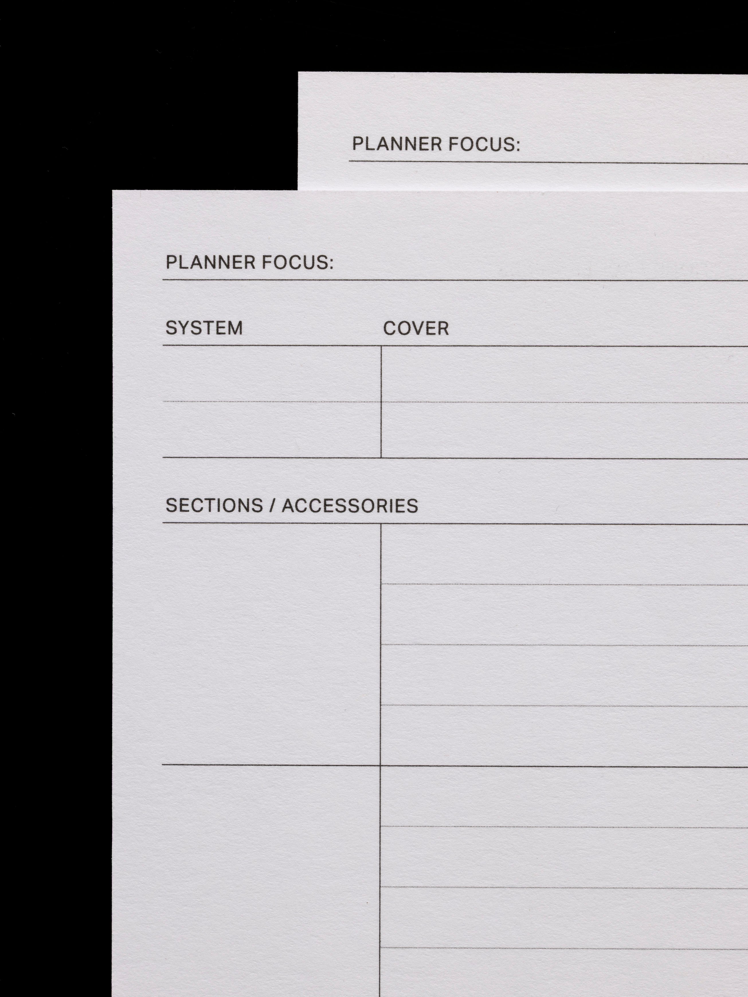 Close up of Planner System Card Set.