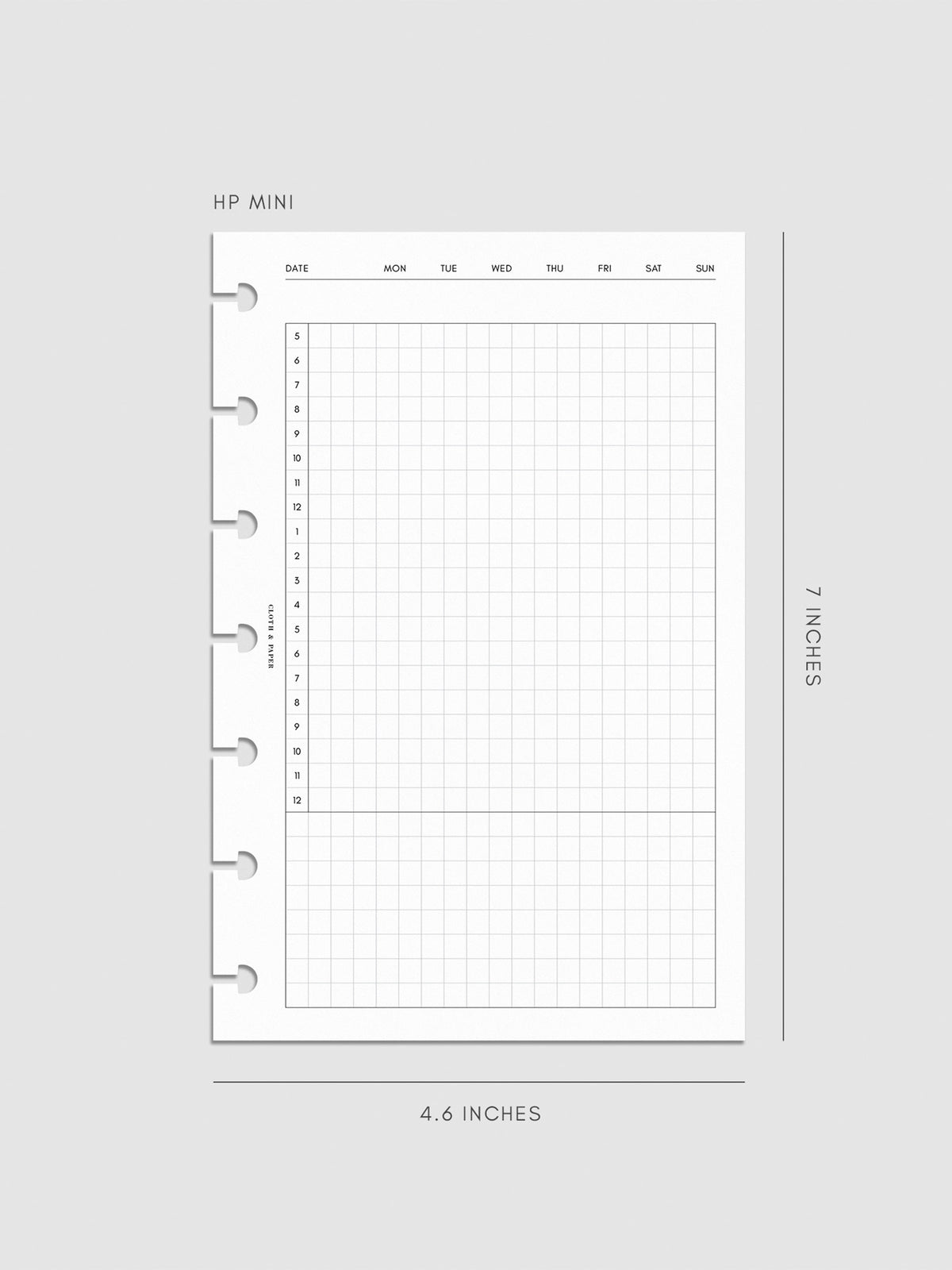 Daily Agenda Graph Inserts | Undated Horizontal | Cloth & Paper