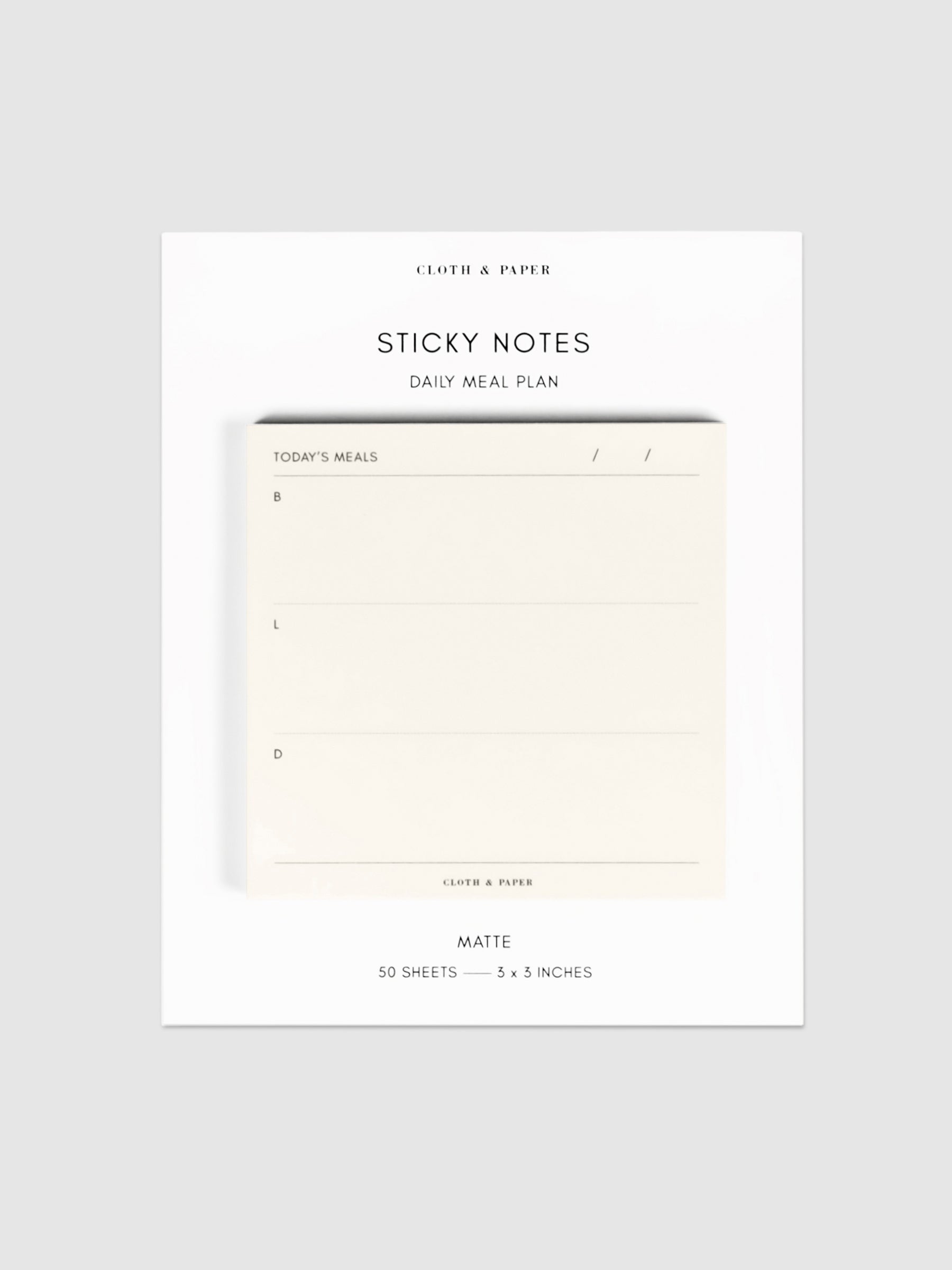 Daily Meal Plan Sticky Notes on their backing, against a neutral background.