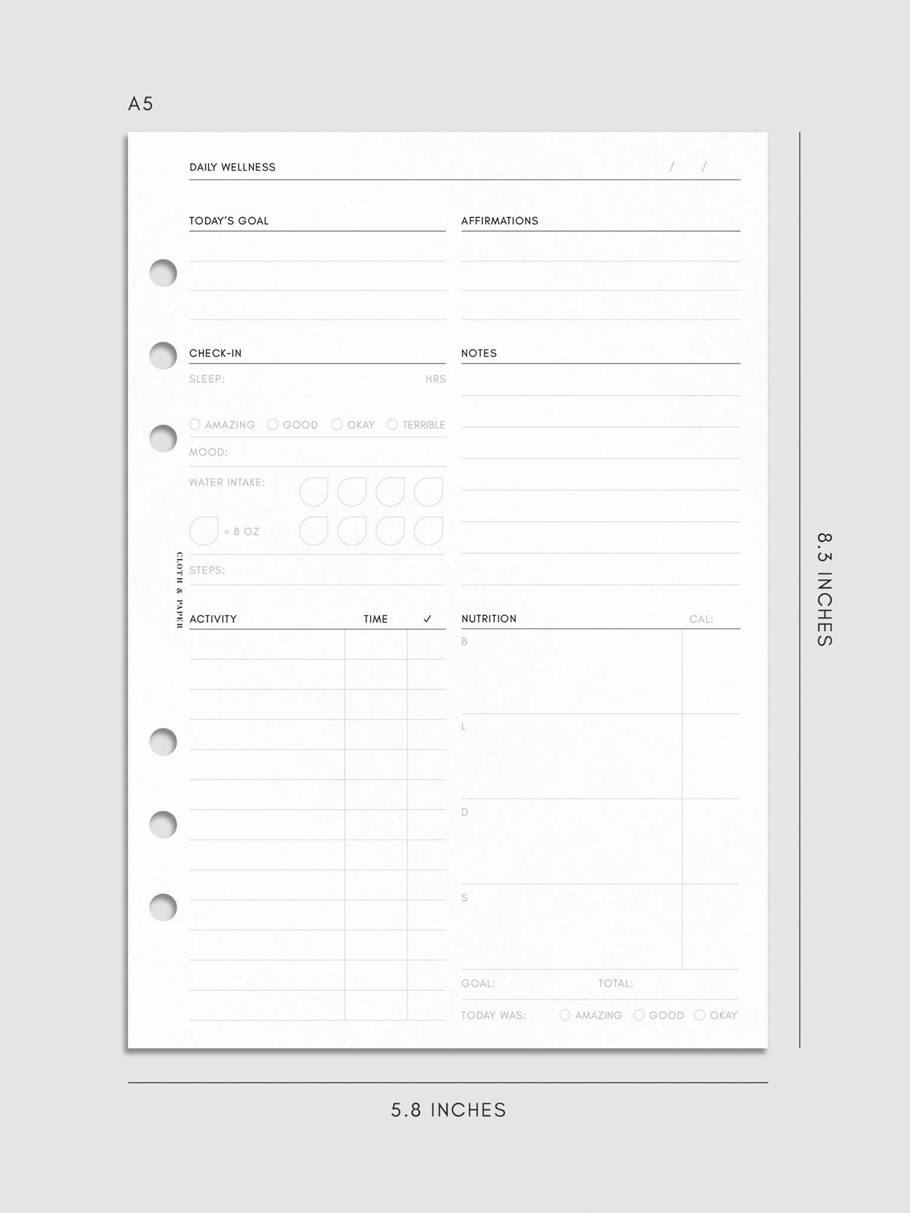Digital mockup of insert in A5.