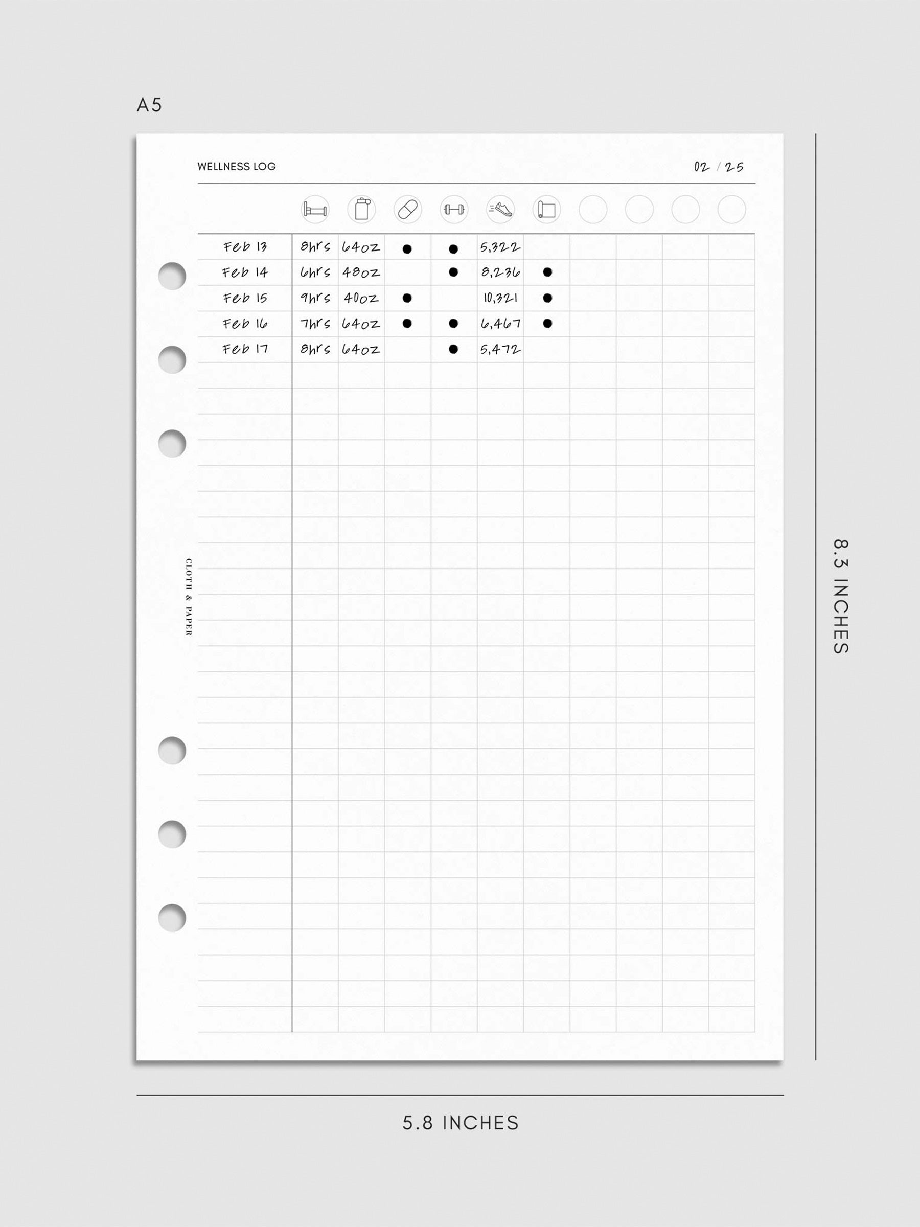 Digital mockup of insert in A5.