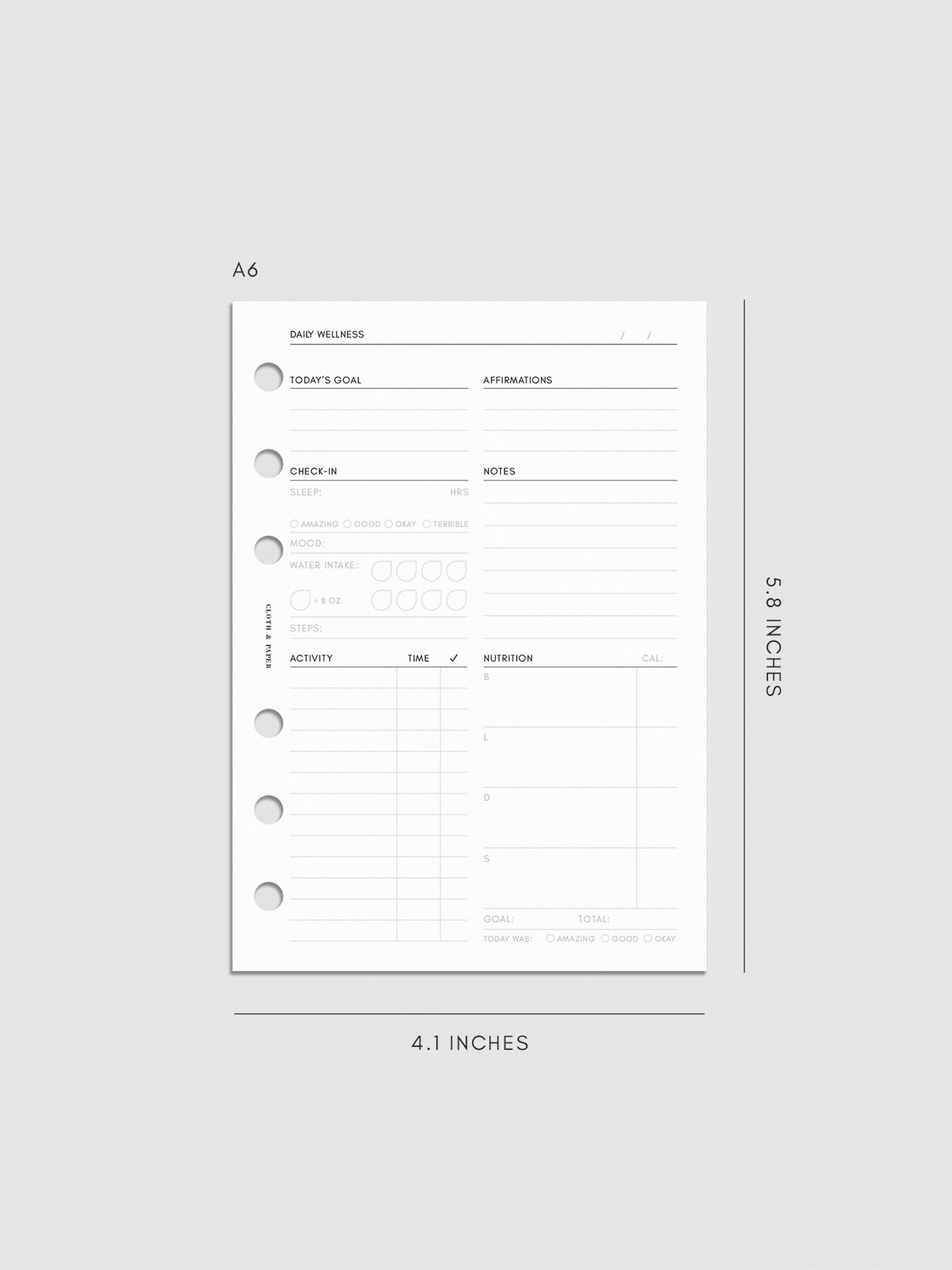 Digital mockup of insert in A6.