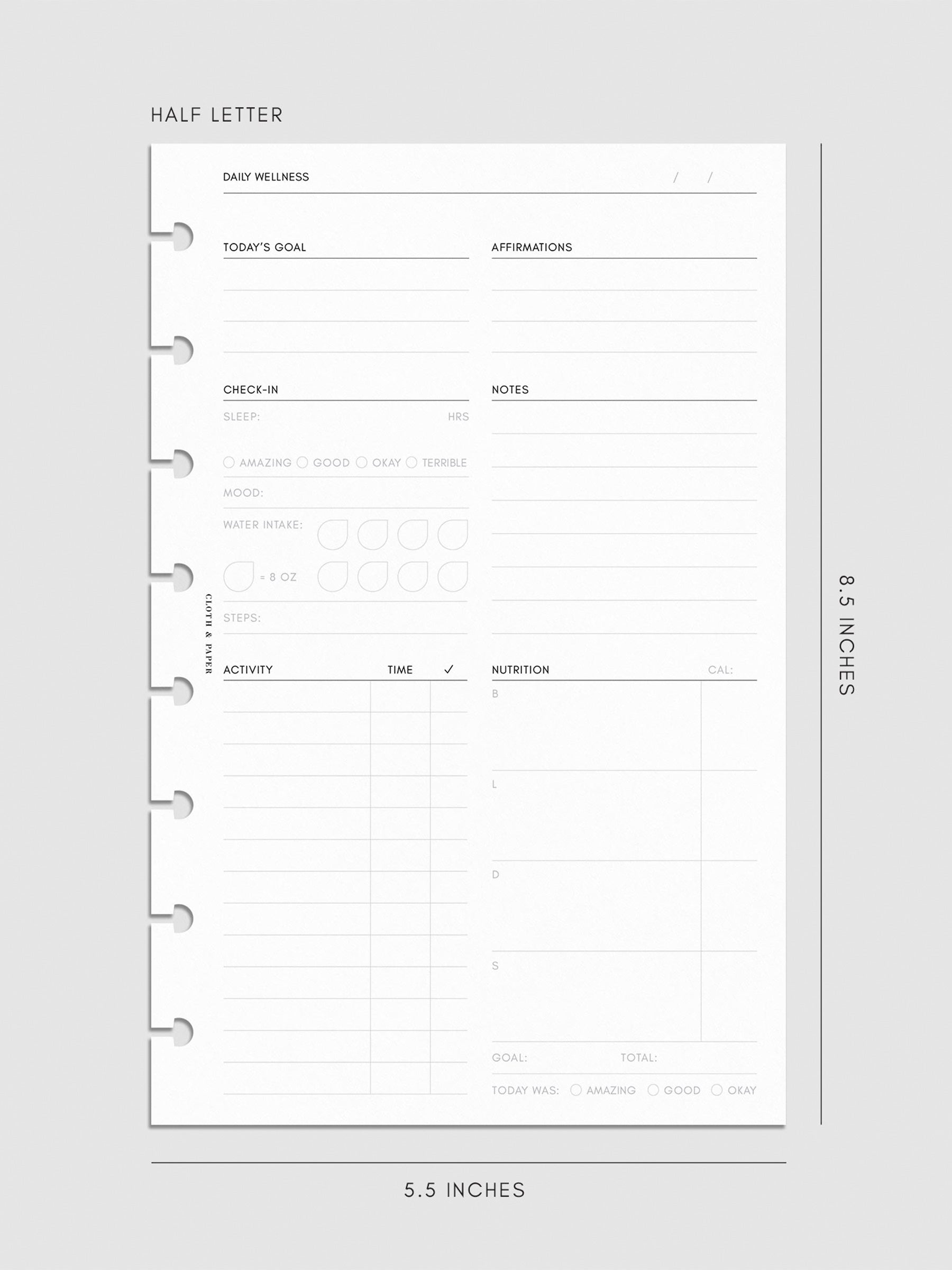 Digital mockup of insert in Half Letter.