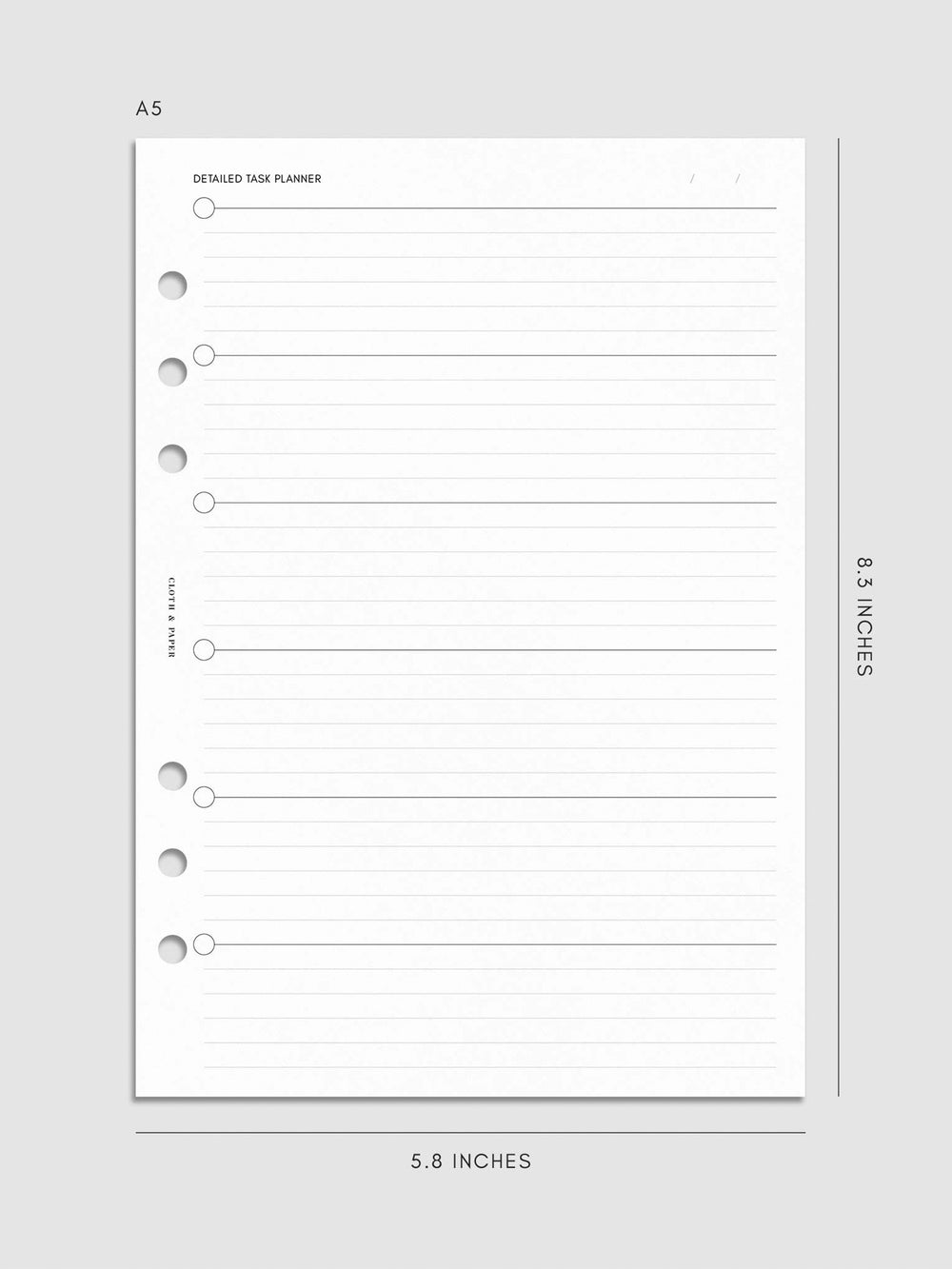 Detailed Task Planner Inserts | Cloth & Paper
