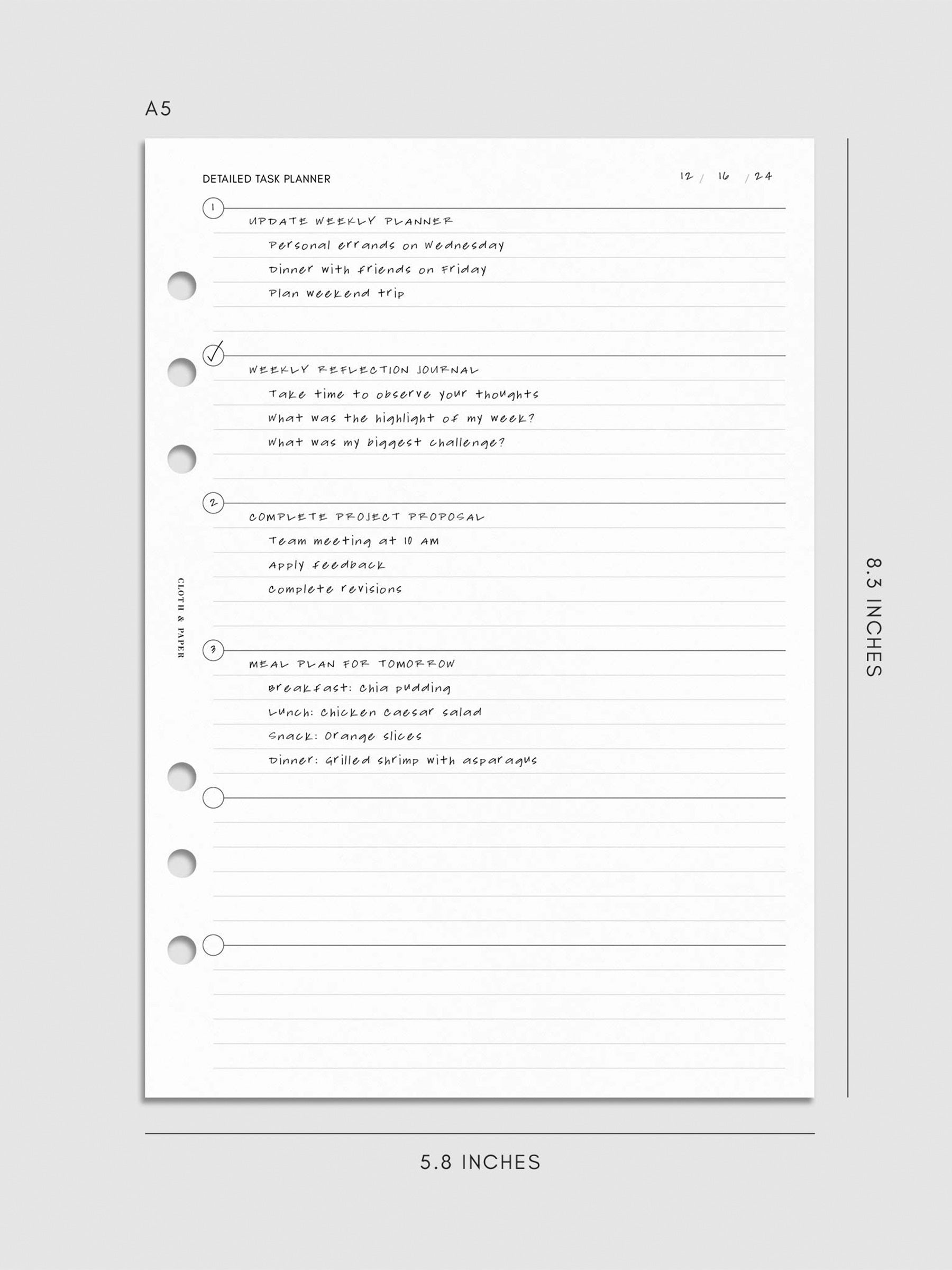 Digital mockup of insert in A5.