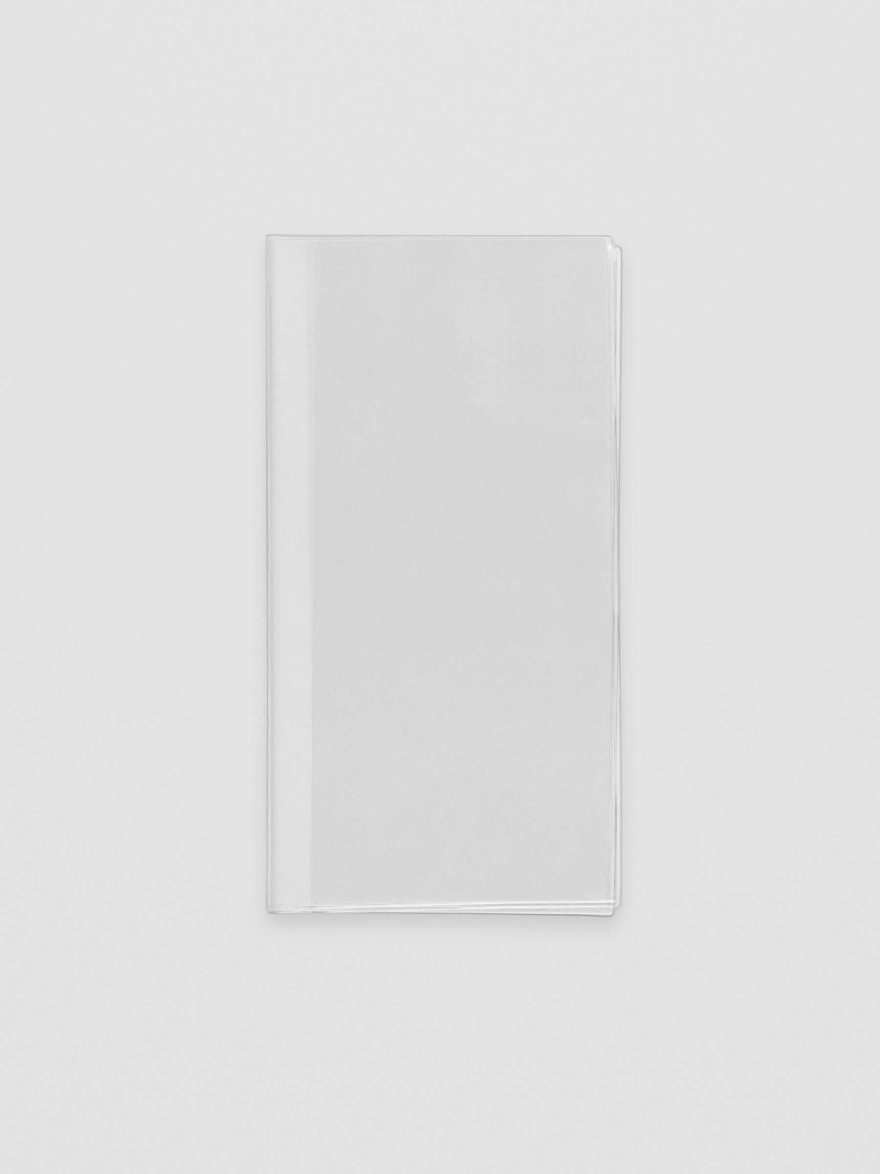 Clear A5 Slim document pocket folded open showing two transparent compartments.