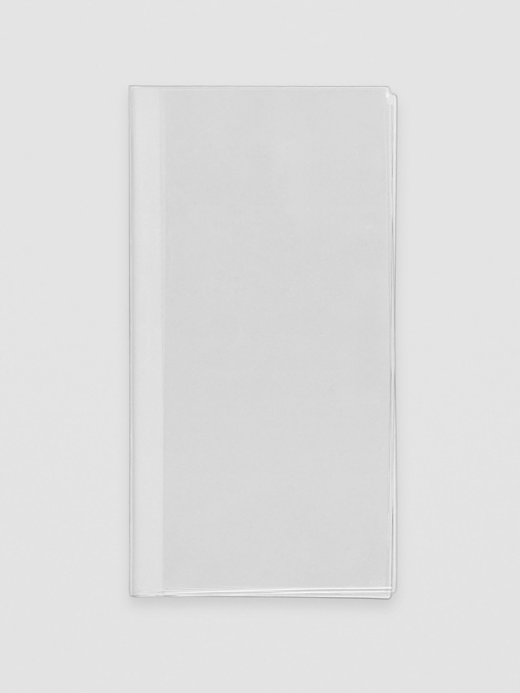 Clear A5 Slim document pocket folded open showing two transparent compartments.