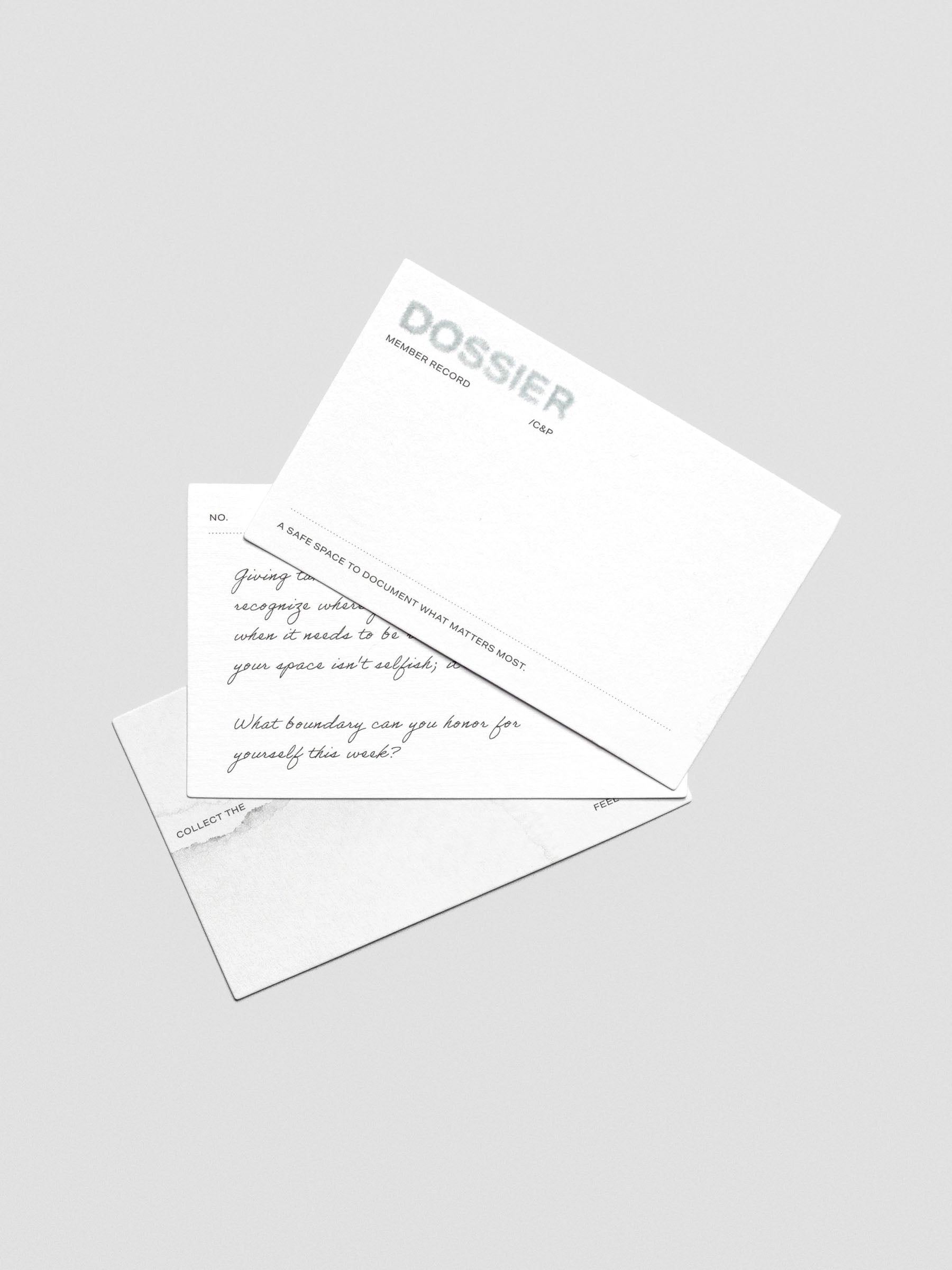 Set of three journaling cards with text designs stacked and pivoted.